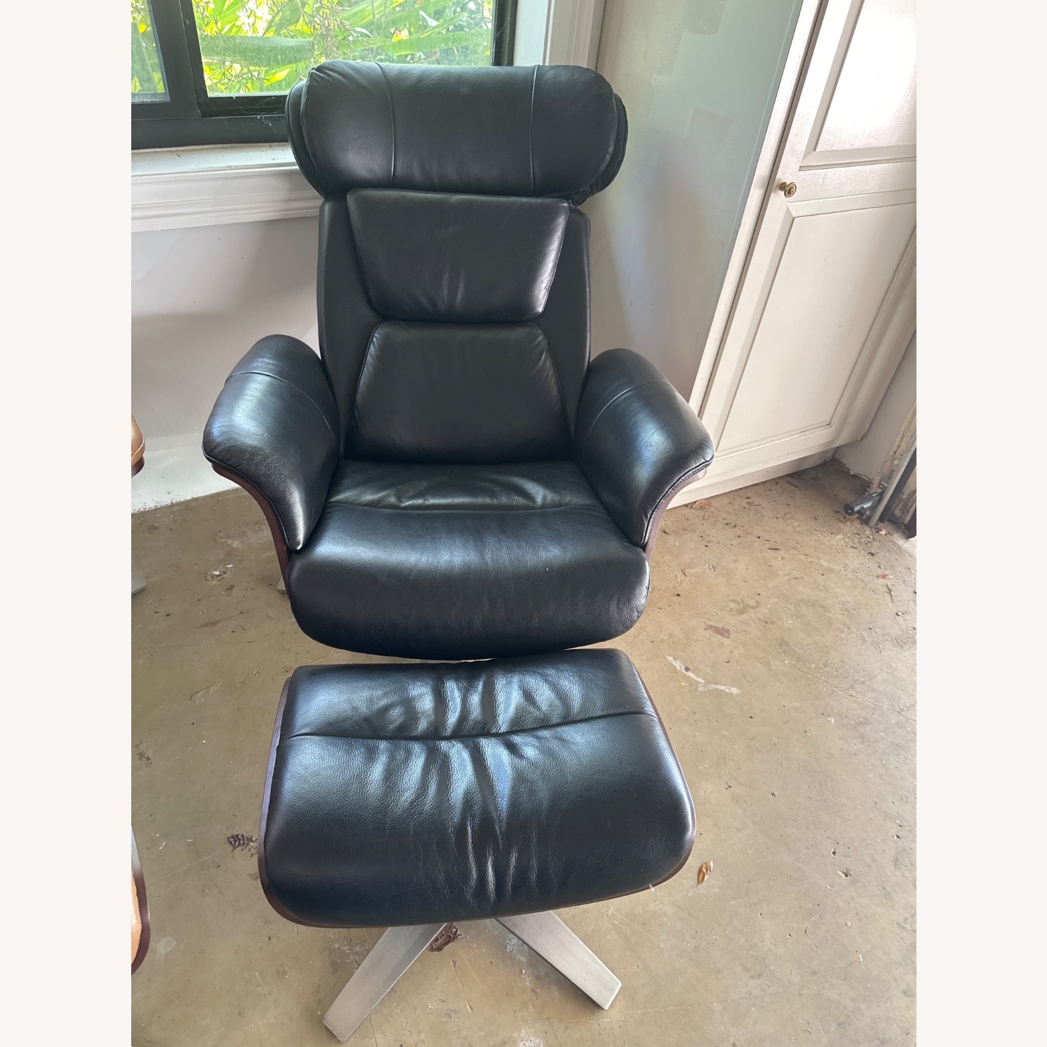 Macy’s Janer Leather Swivel Chair/Ottoman Set - image-1