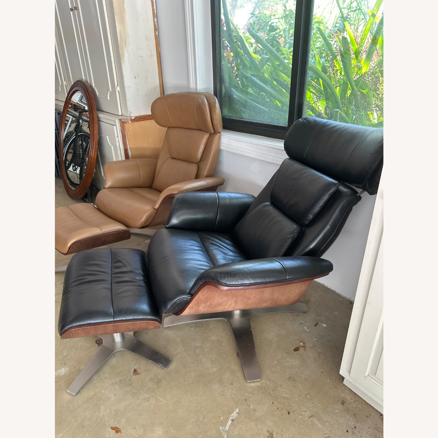 Macy’s Janer Leather Swivel Chair/Ottoman Set - image-3