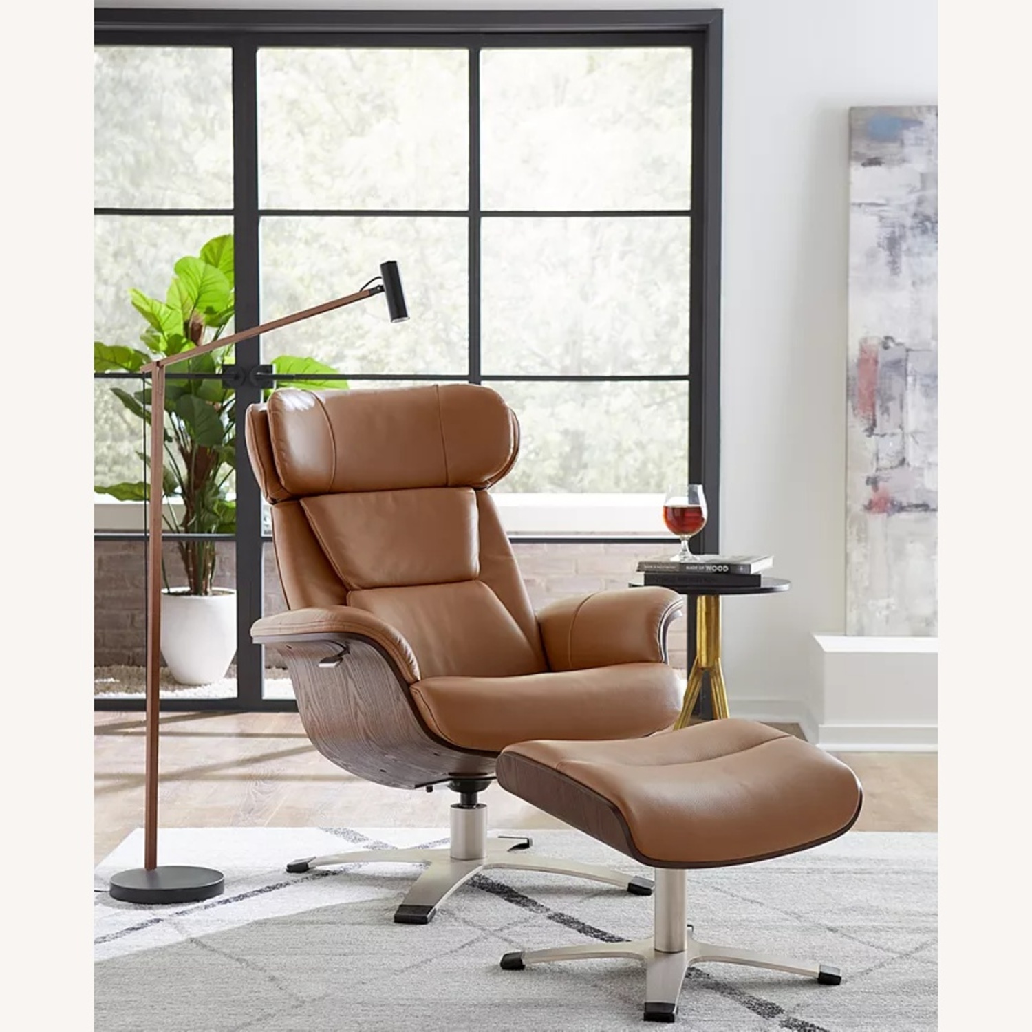 Macy’s Janer Leather Swivel Chair/Ottoman - image-4