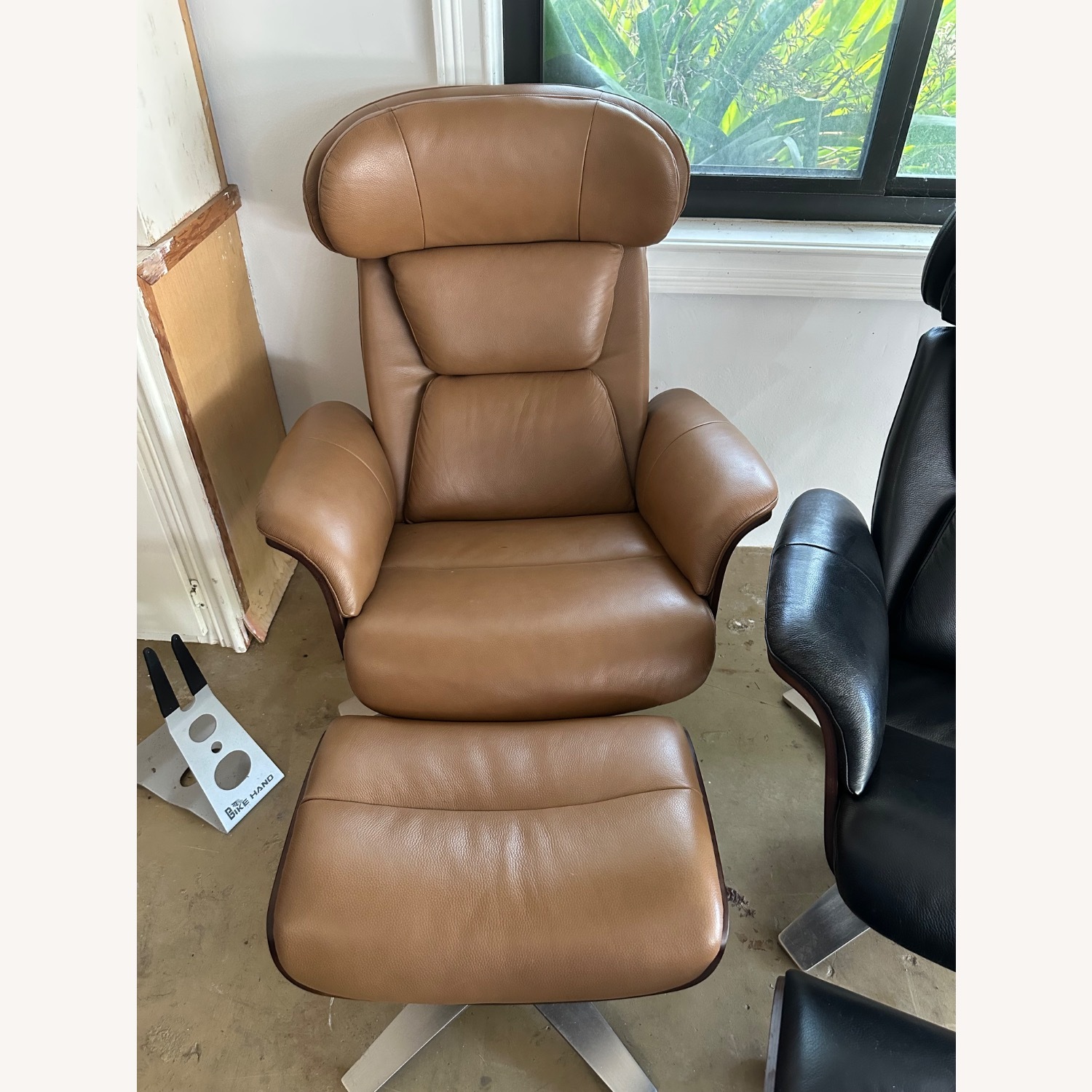 Macy’s Janer Leather Swivel Chair/Ottoman - image-3