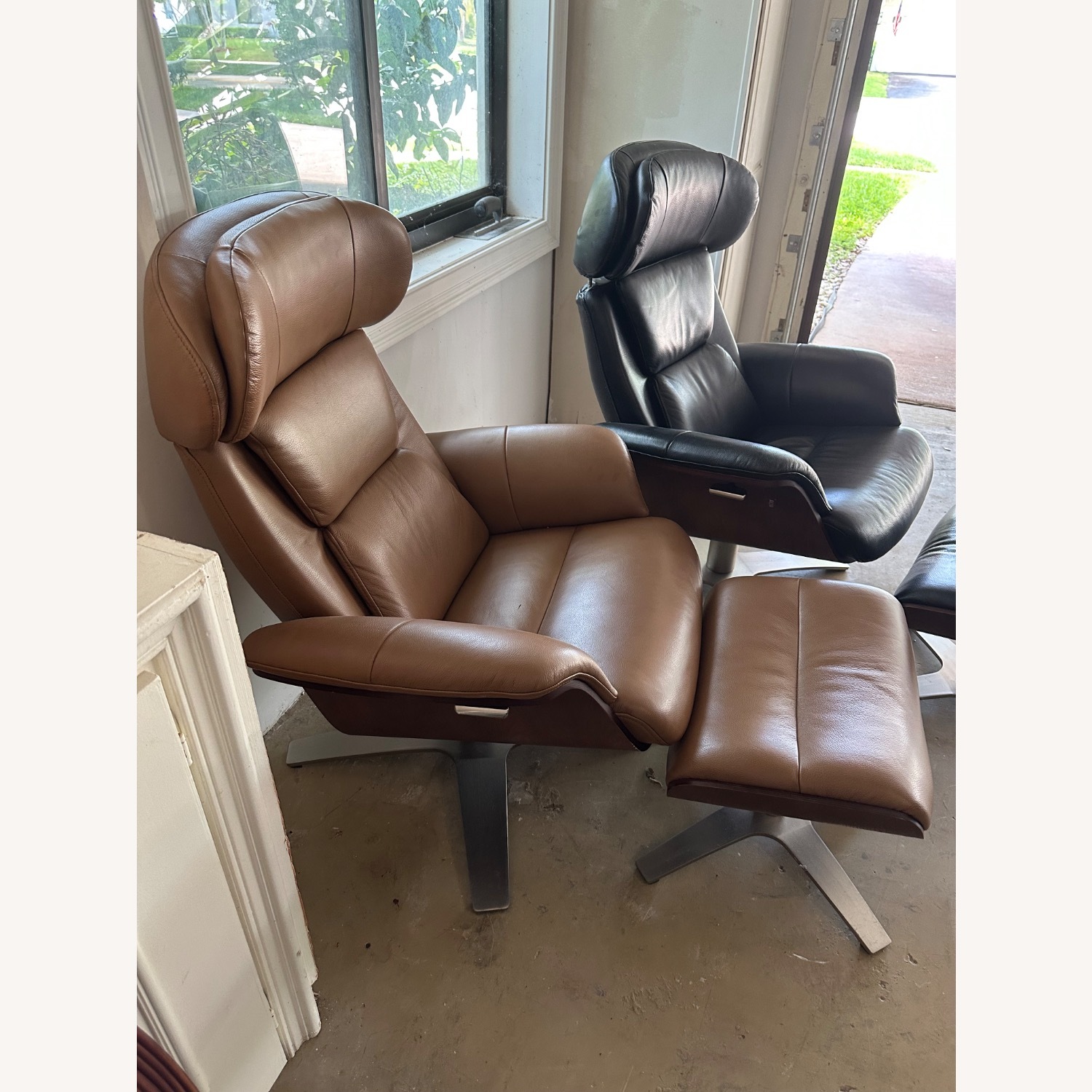 Macy’s Janer Leather Swivel Chair/Ottoman - image-2