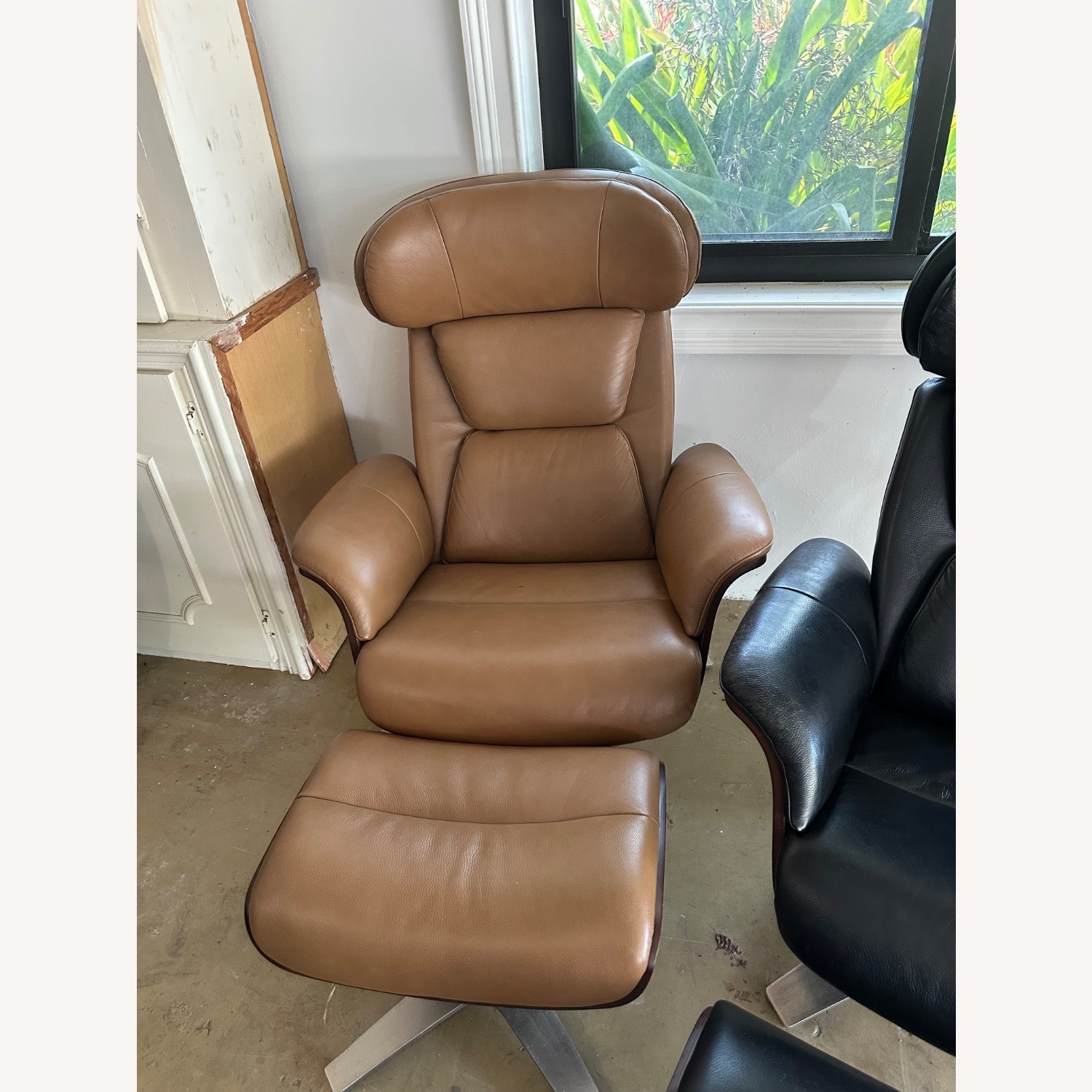 Macy’s Janer Leather Swivel Chair/Ottoman - image-1