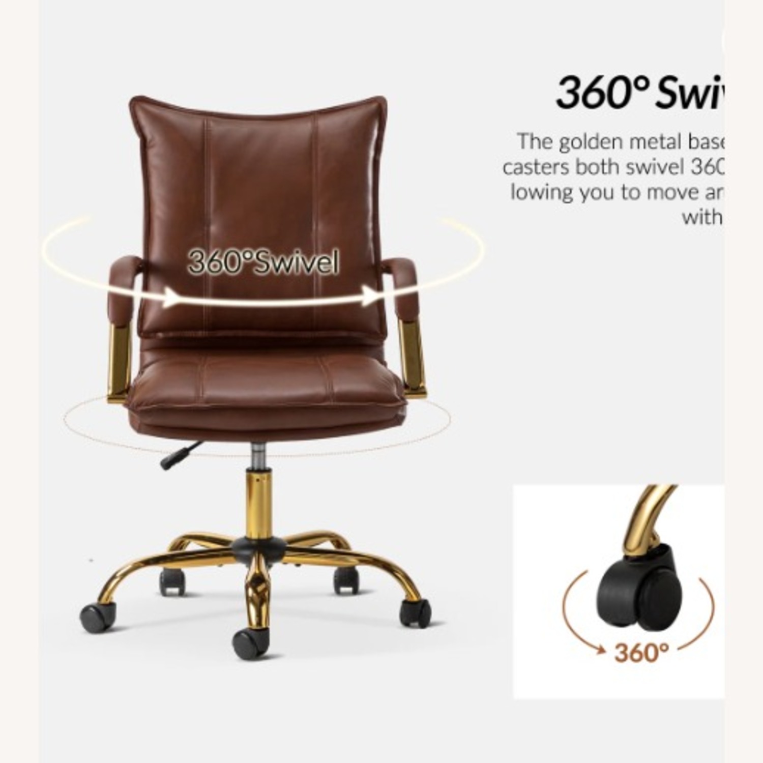 Gedrie Modern Faux Leather Swivel Office Chair - image-3