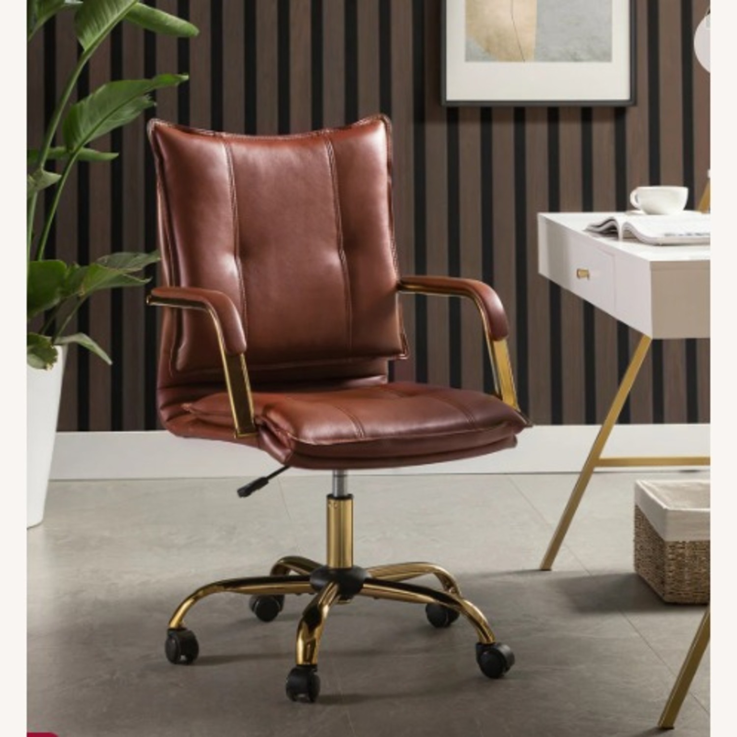 Gedrie Modern Faux Leather Swivel Office Chair - image-1