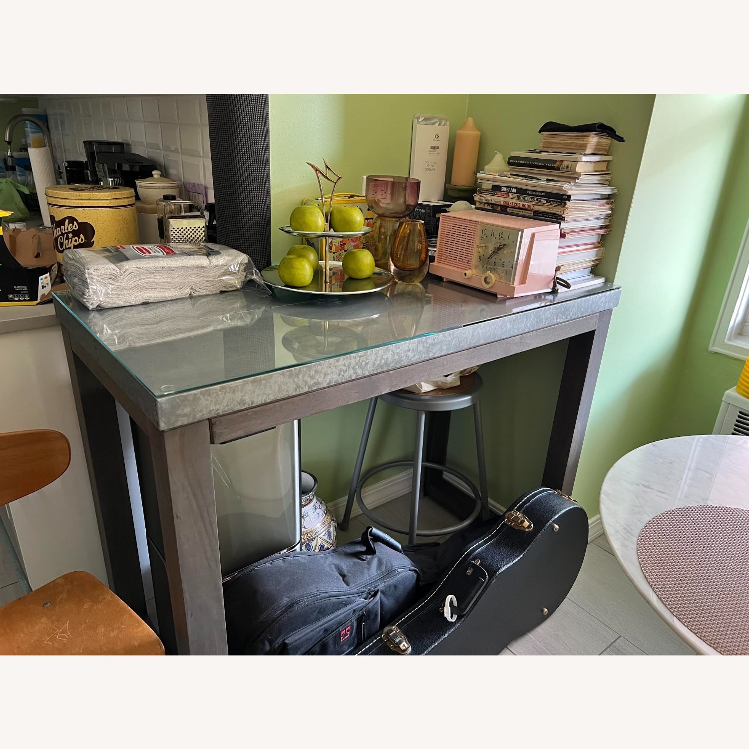 CB2 Stern Counter Table W Protective Glass Top - image-2
