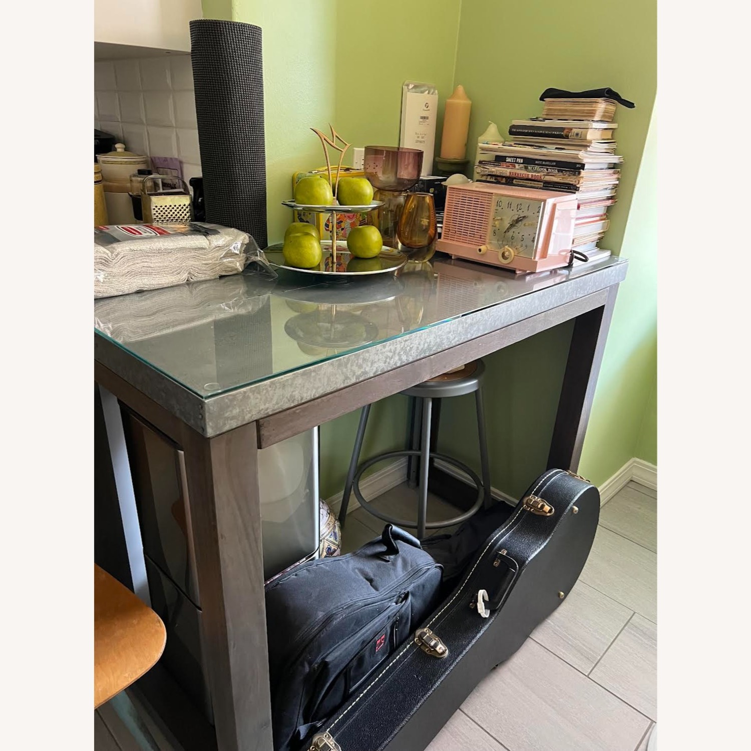 CB2 Stern Counter Table W Protective Glass Top - image-1