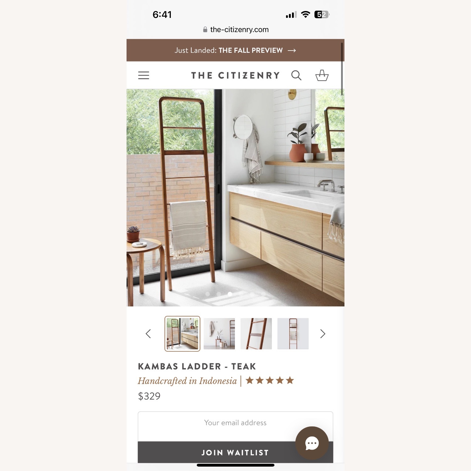 The Citizenry Teak Blanket Ladder - image-3