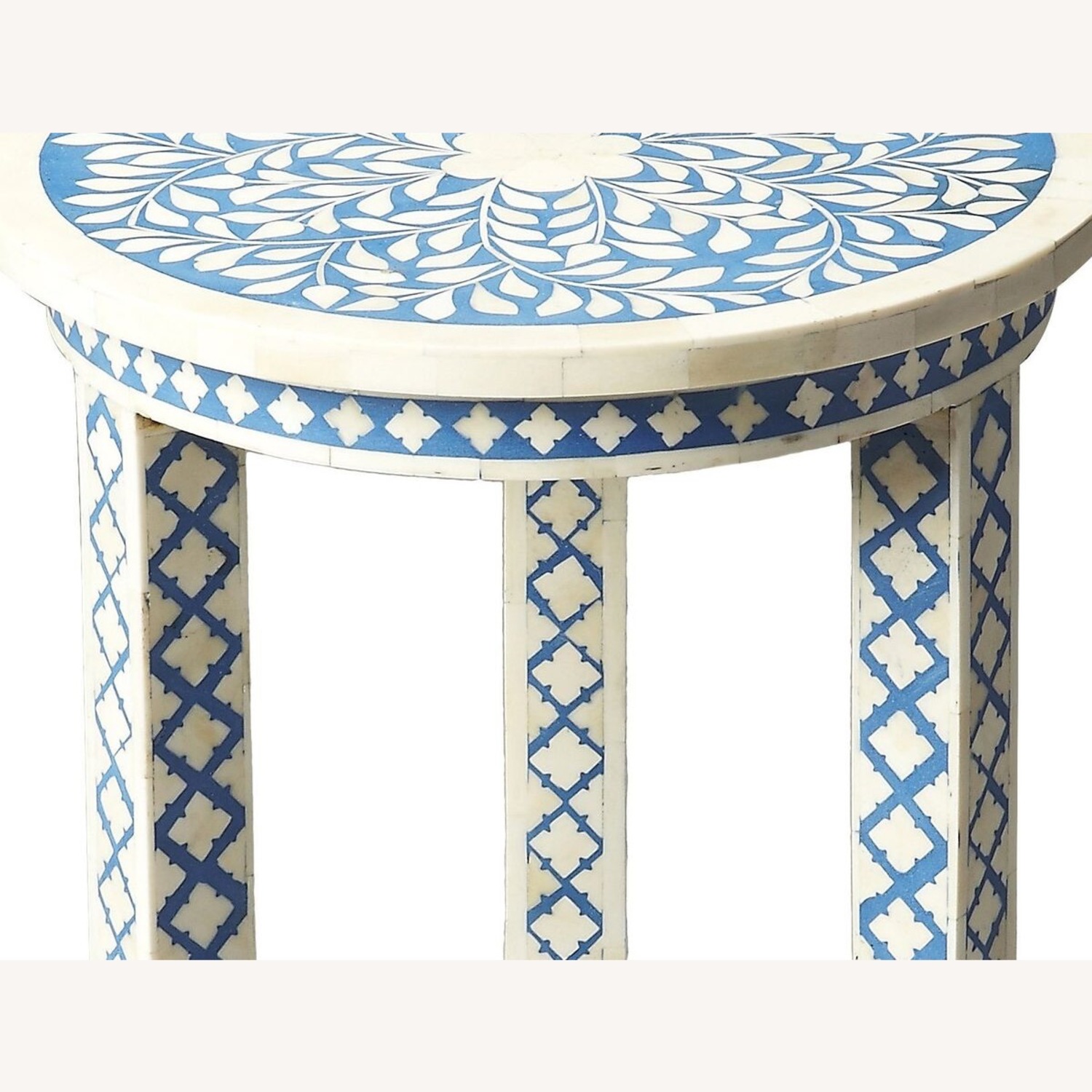One King Lane's Bone Inlay Side Table Blue White - image-2