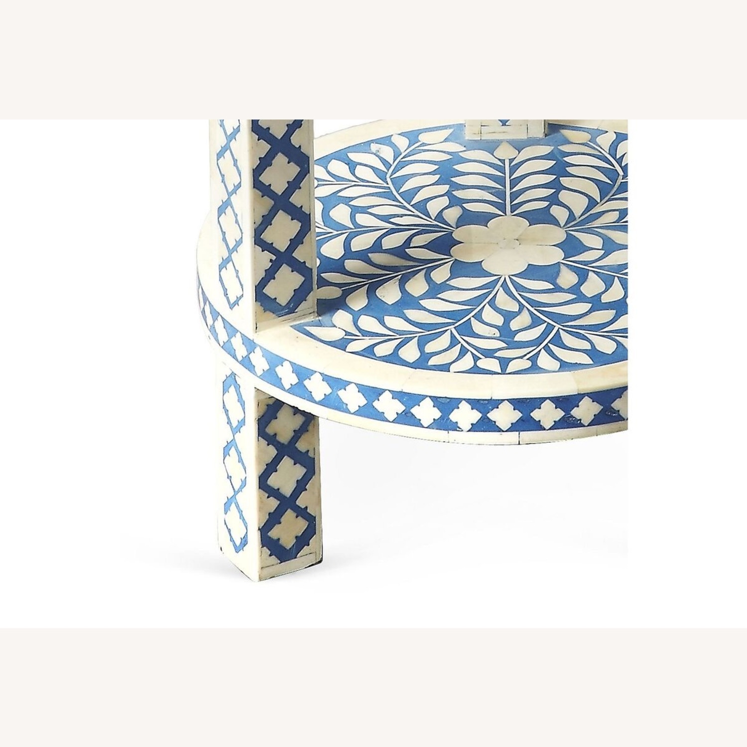 One King Lane's Bone Inlay Side Table Blue White - image-3