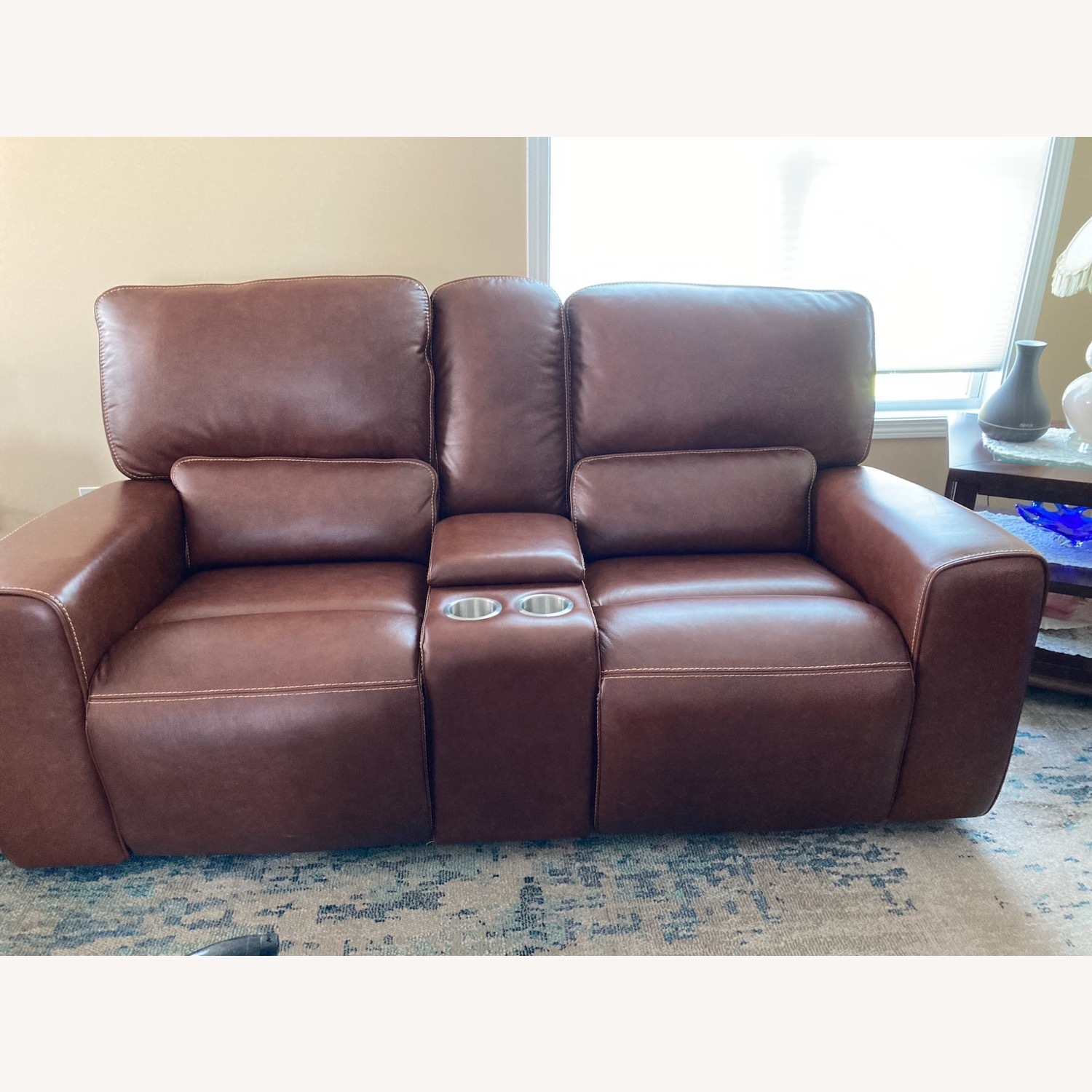 Leather Italia USA Brown Power Reclining Loveseat  - image-1