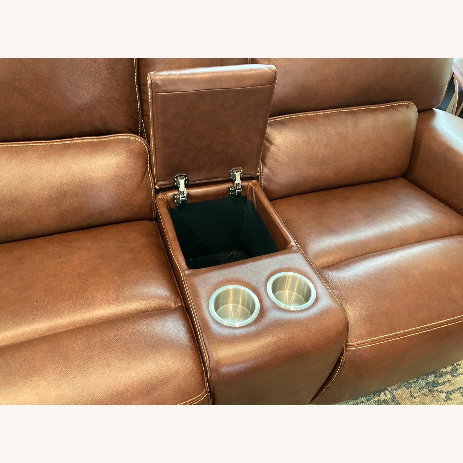 Leather Italia USA Brown Power Reclining Loveseat  - image-7
