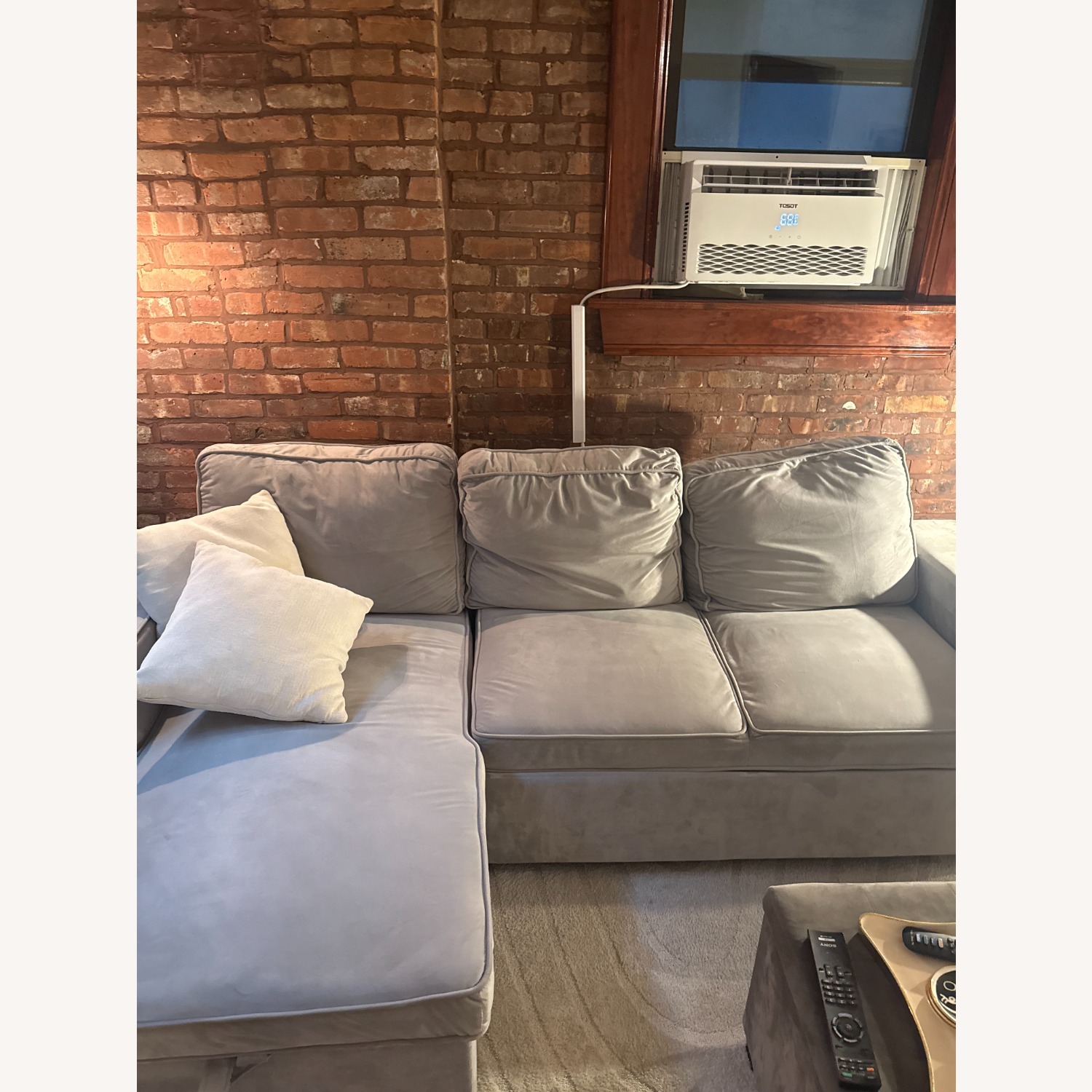 Velvet Gray Sleeper Couch - image-0
