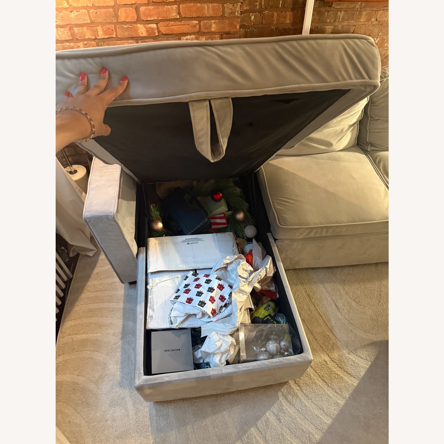 Velvet Gray Sleeper Couch - image-3