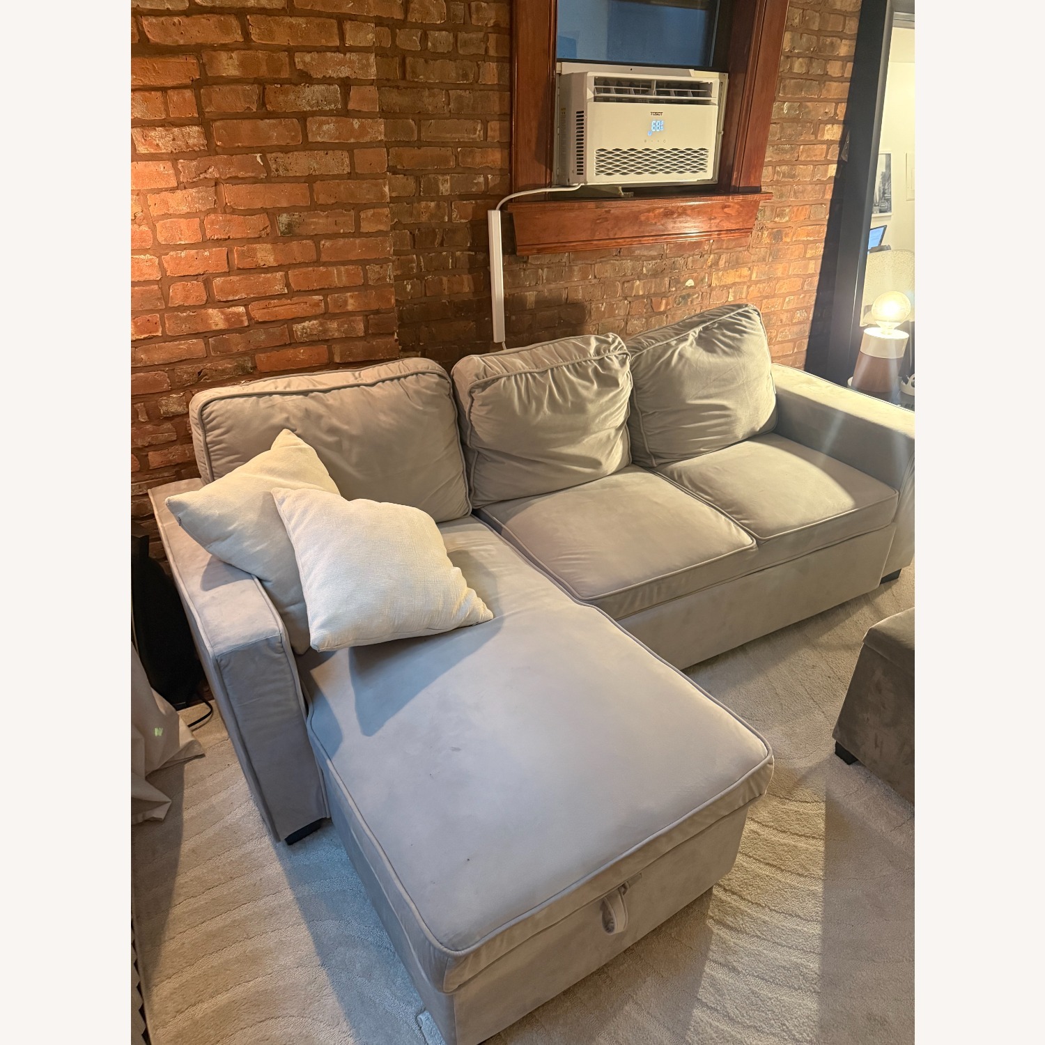 Velvet Gray Sleeper Couch - image-4