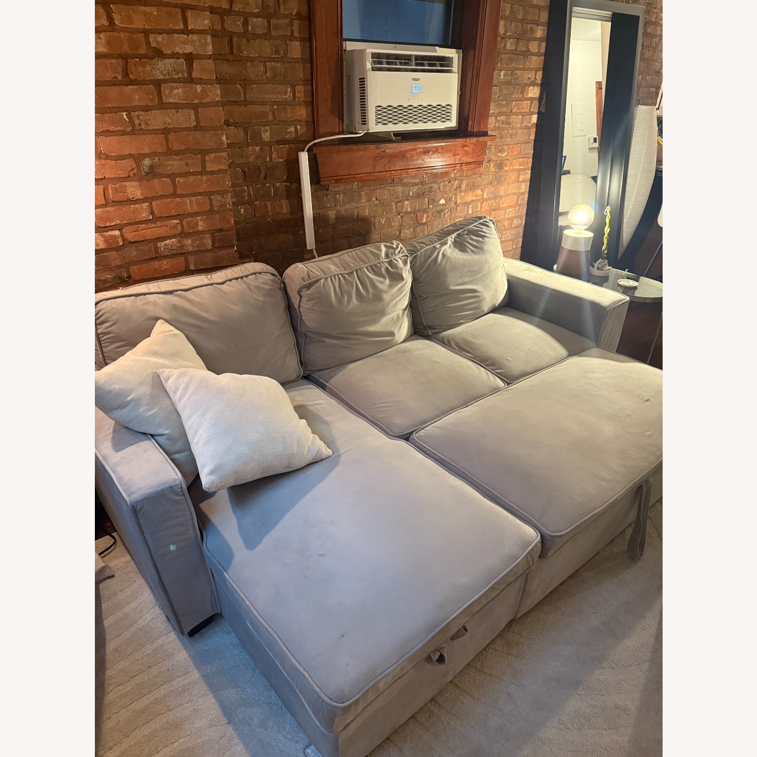 Velvet Gray Sleeper Couch - image-2