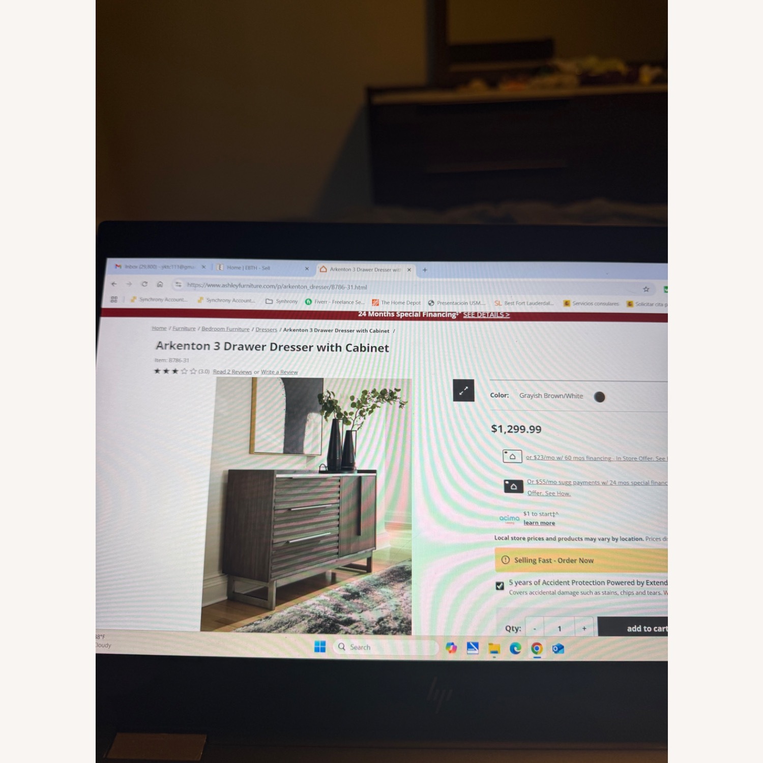 Ashley Arkenton King Panel Bed with Mirrored Dresser - image-2