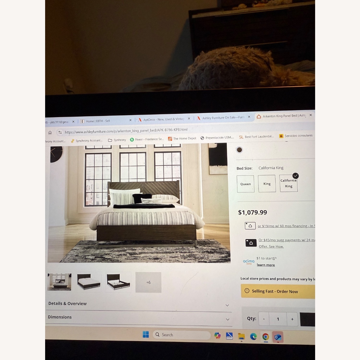 Ashley Arkenton King Panel Bed with Mirrored Dresser - image-3