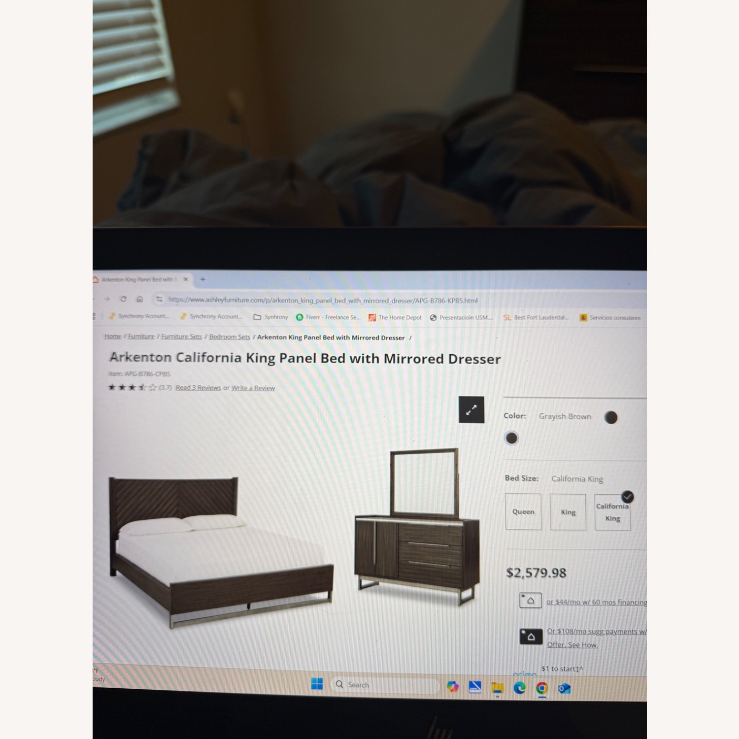 Ashley Arkenton King Panel Bed with Mirrored Dresser - image-1