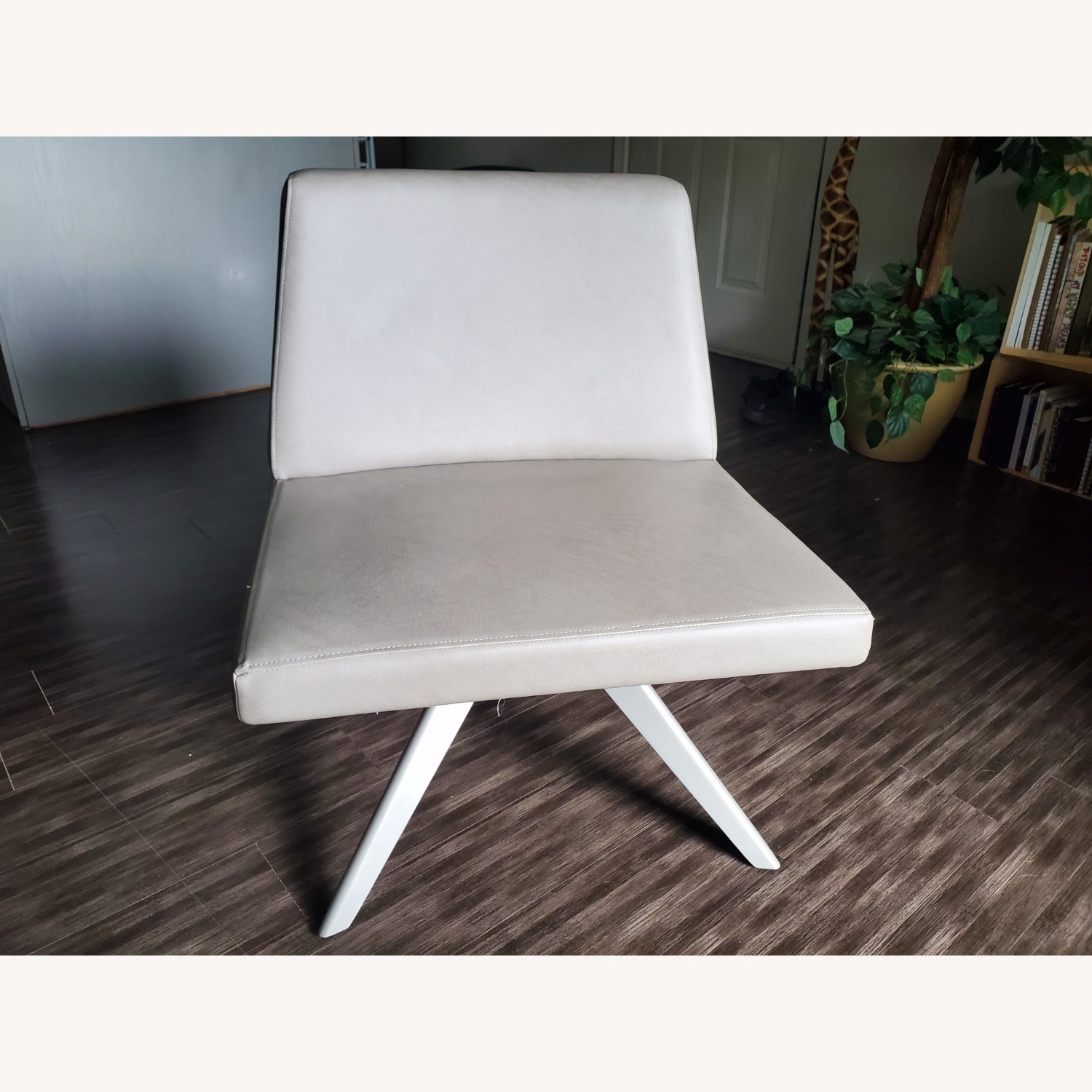 Grey Leather Swivel Chair - image-3