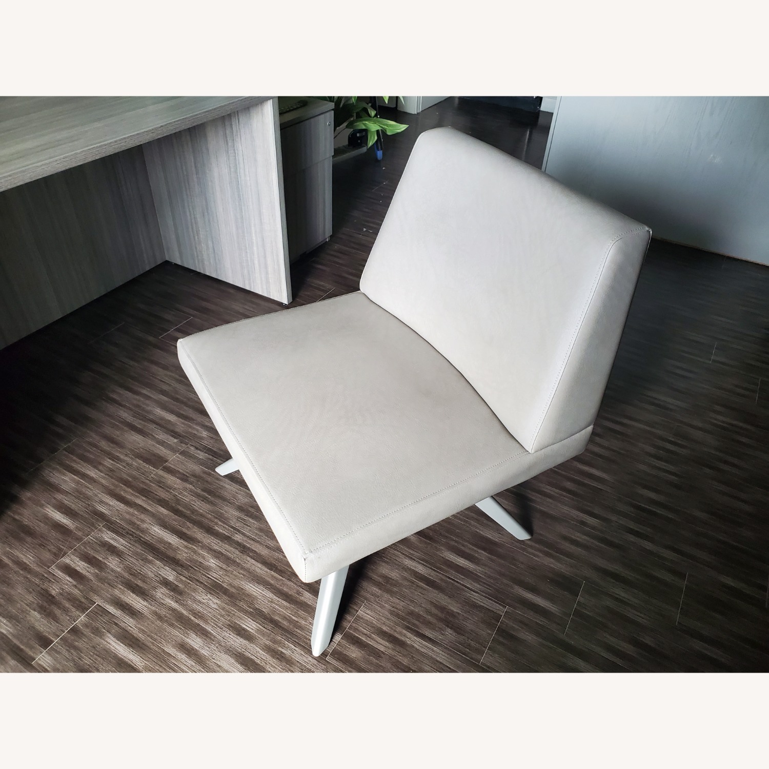 Grey Leather Swivel Chair - image-2