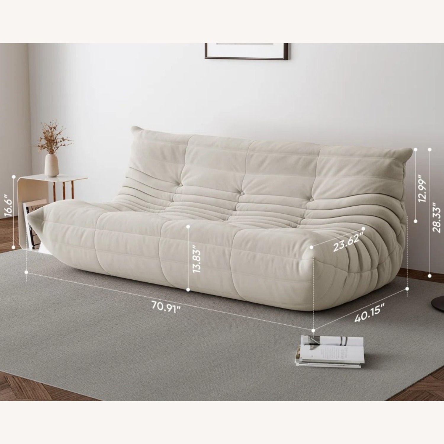 Wayfair Armless Bean Bag 3-Seat Togo - image-2