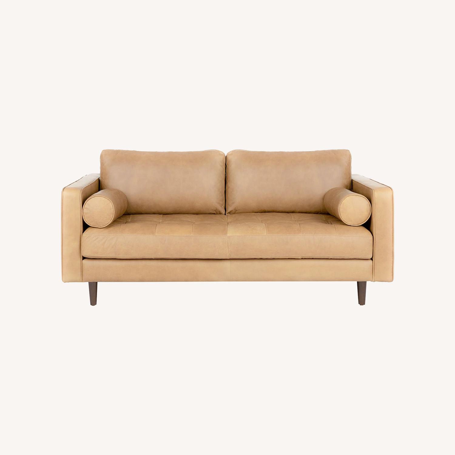 Article Sven 72" Tufted Leather Loveseat Charme Tan - image-0