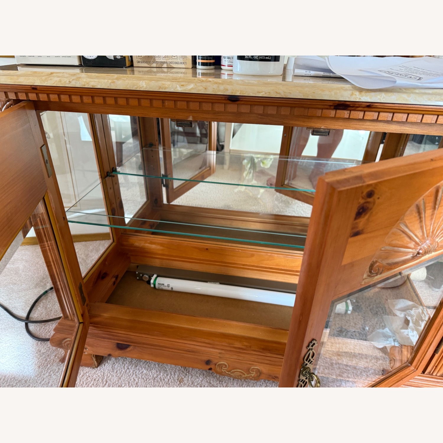 Pulaski Marble Top Console Cabinet with lighting - image-2