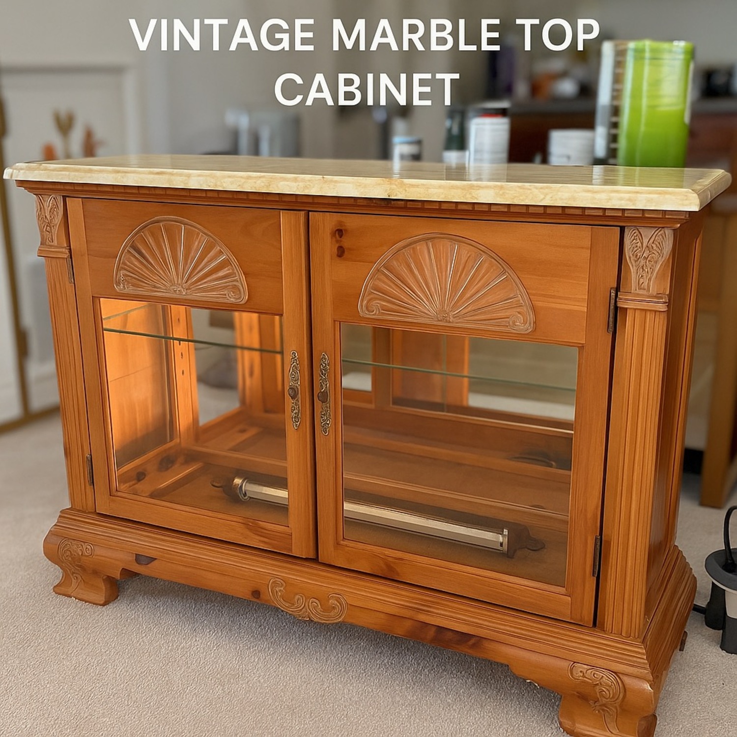 Pulaski Marble Top Console Cabinet with lighting - image-1