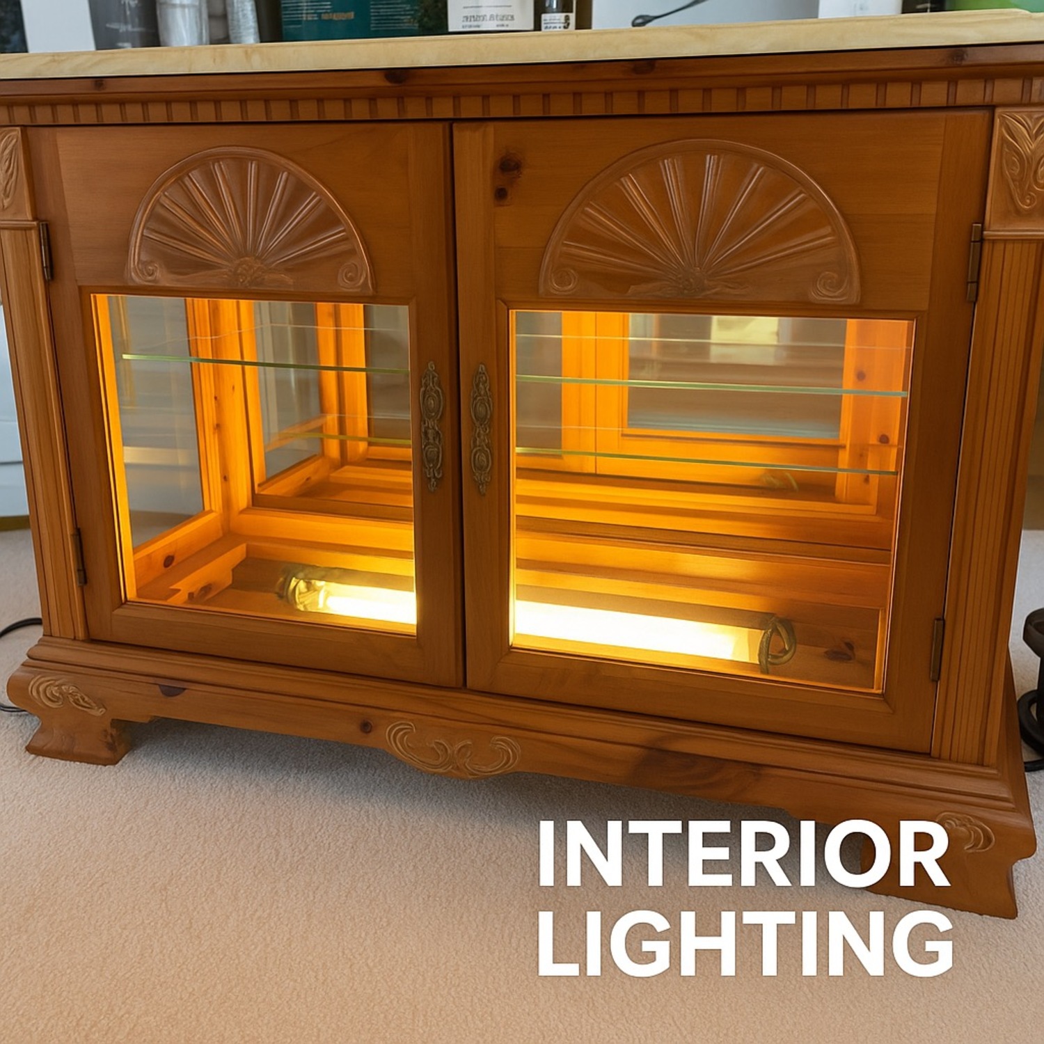 Pulaski Marble Top Console Cabinet with lighting - image-0