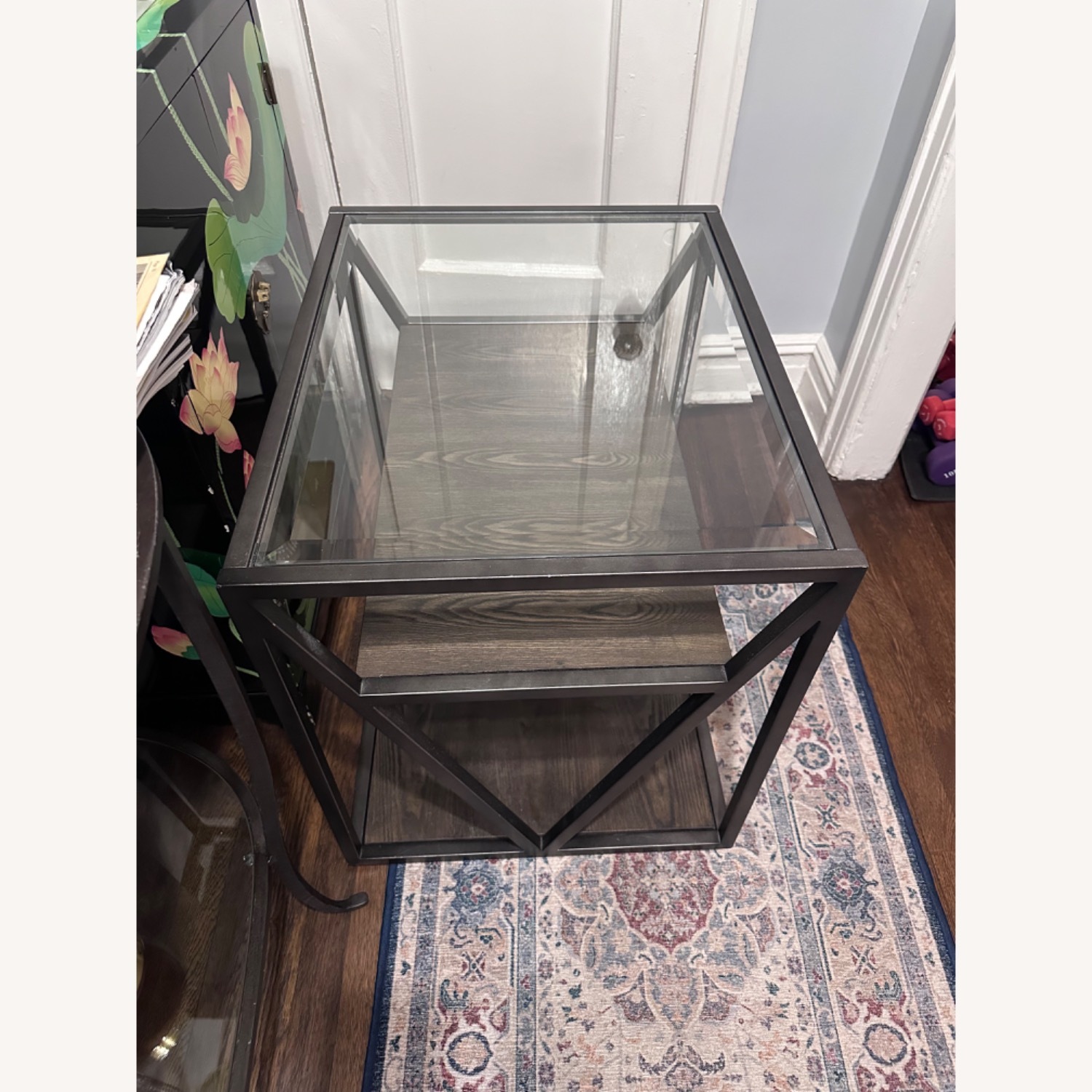 Glasstop Side Table/Printer Stand - image-1