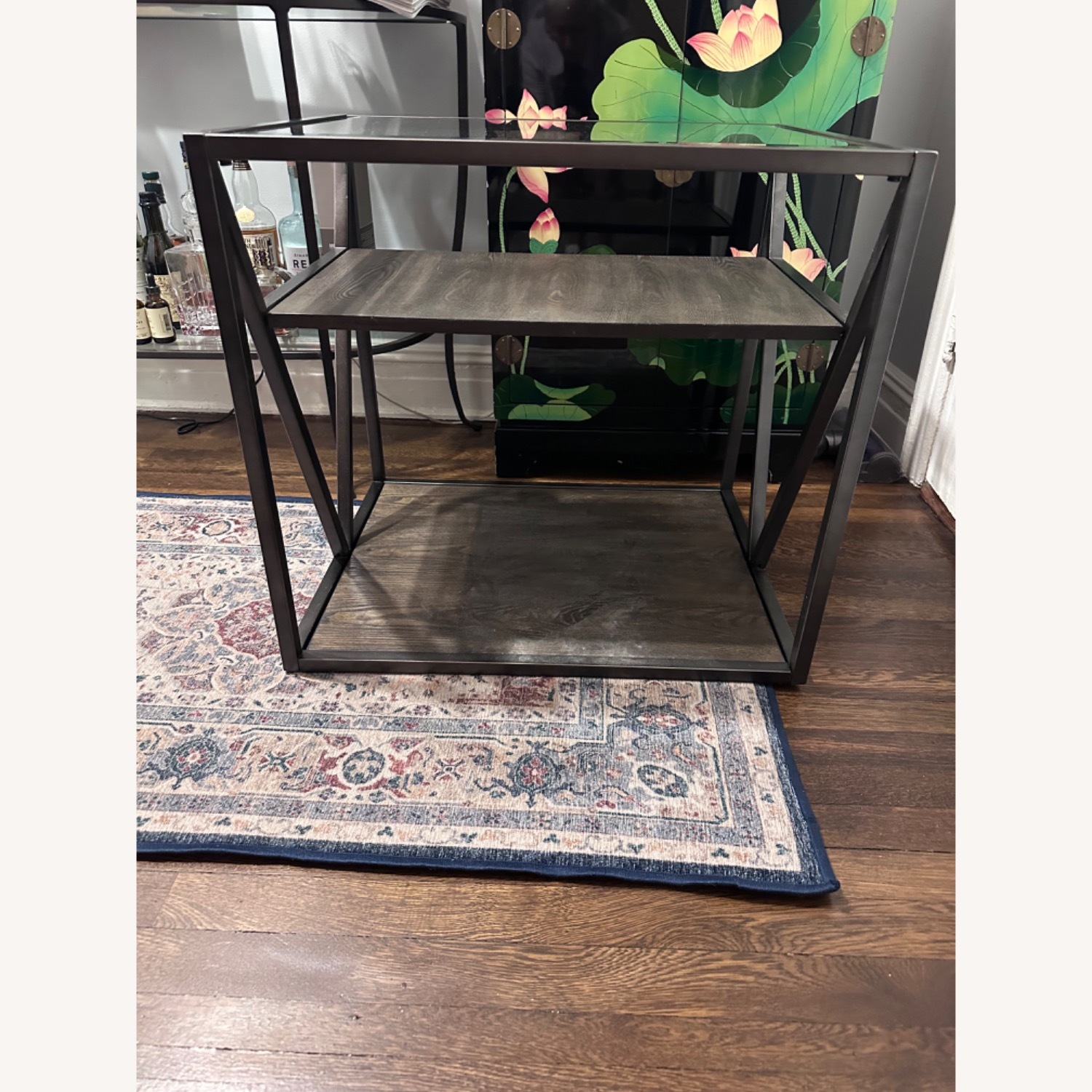 Glasstop Side Table/Printer Stand - AptDeco
