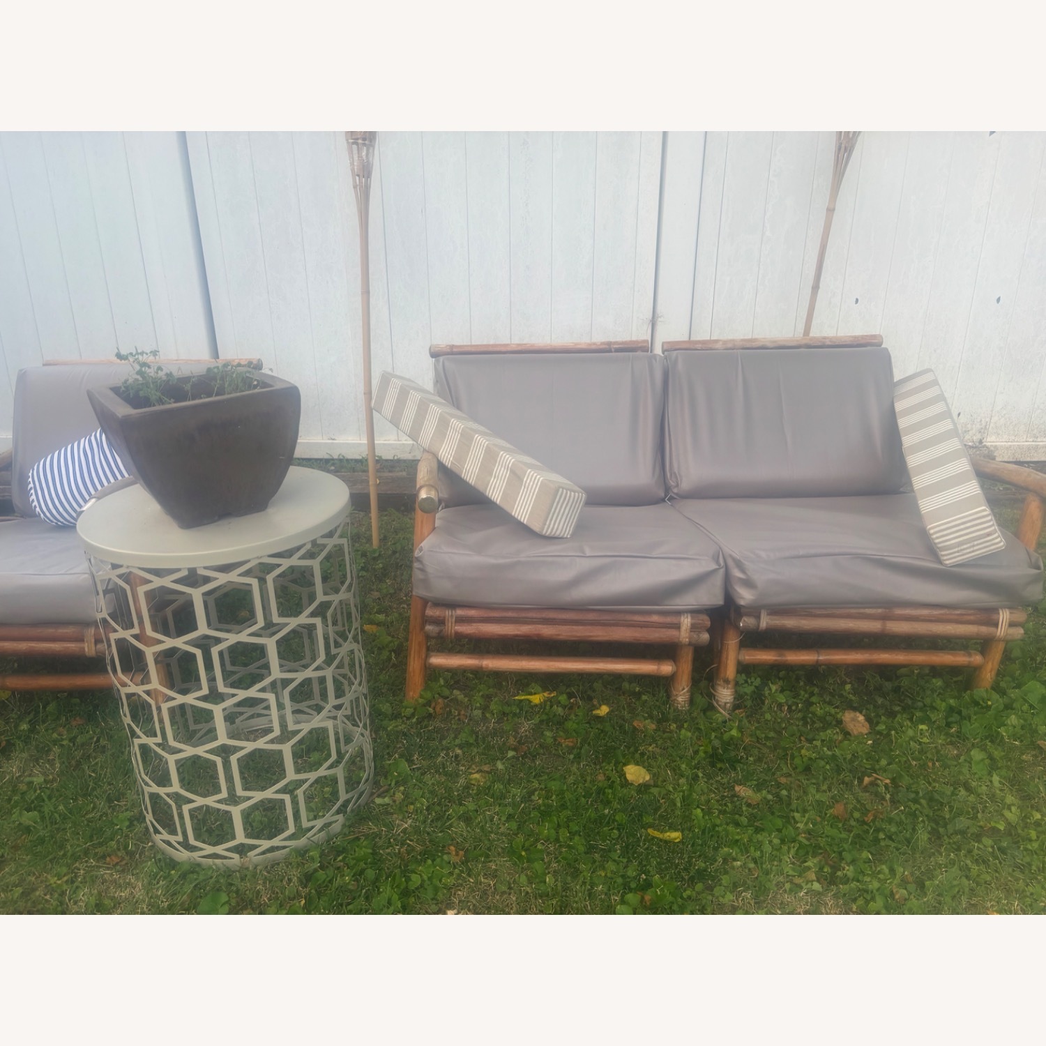 Vintage Bamboo/Rattan Loveseat and Chairs - image-9