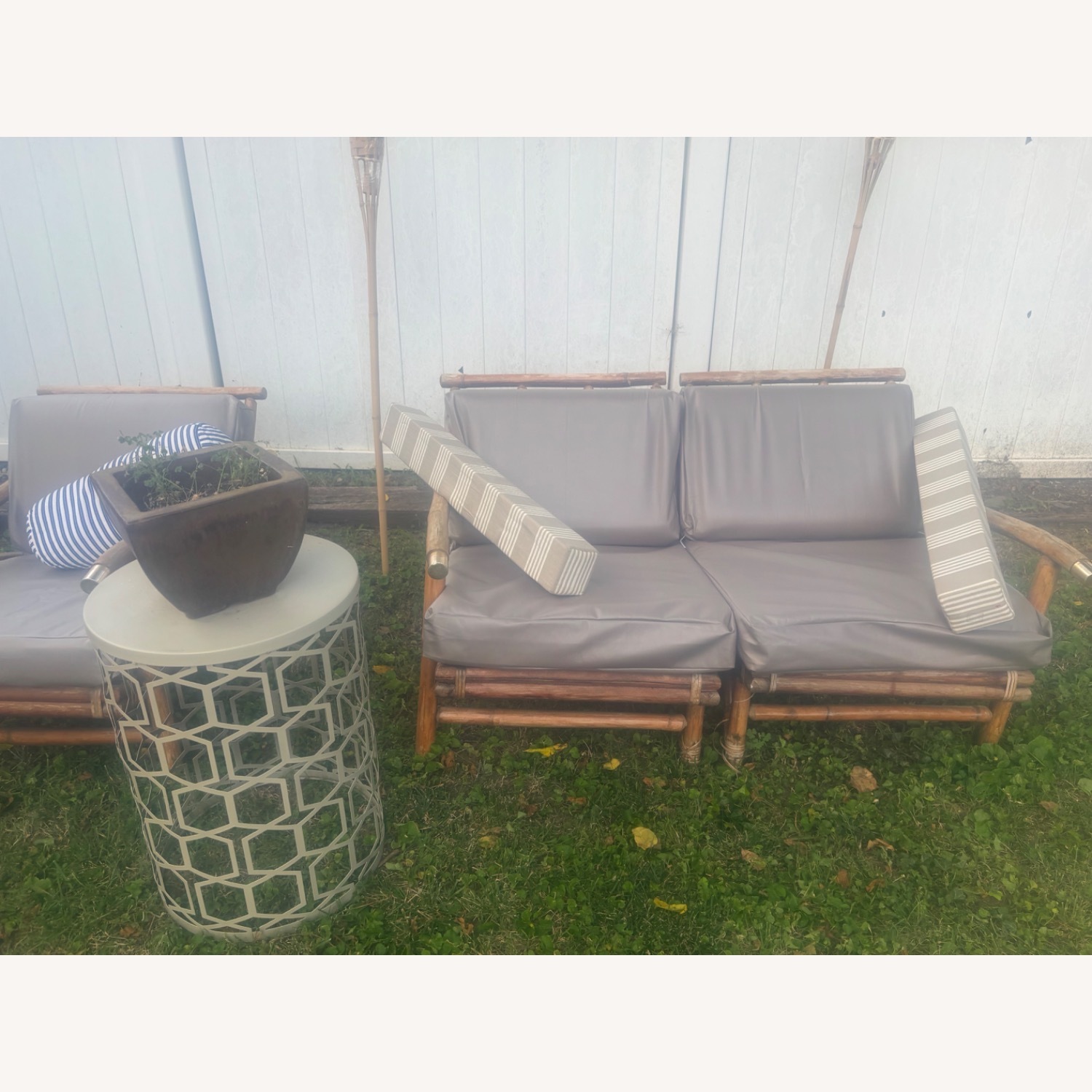 Vintage Bamboo/Rattan Loveseat and Chairs - image-7
