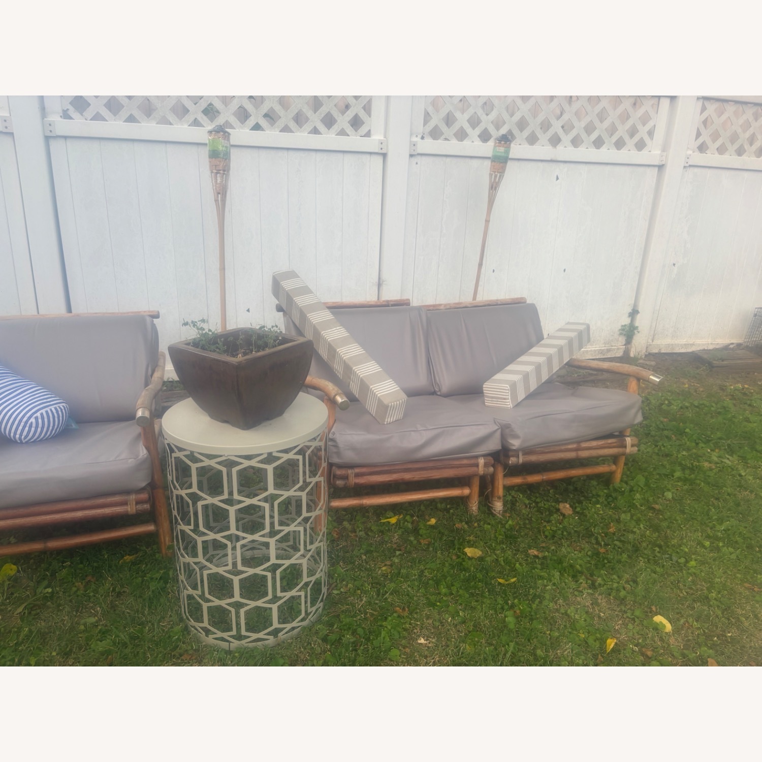 Vintage Bamboo/Rattan Loveseat and Chairs - image-8