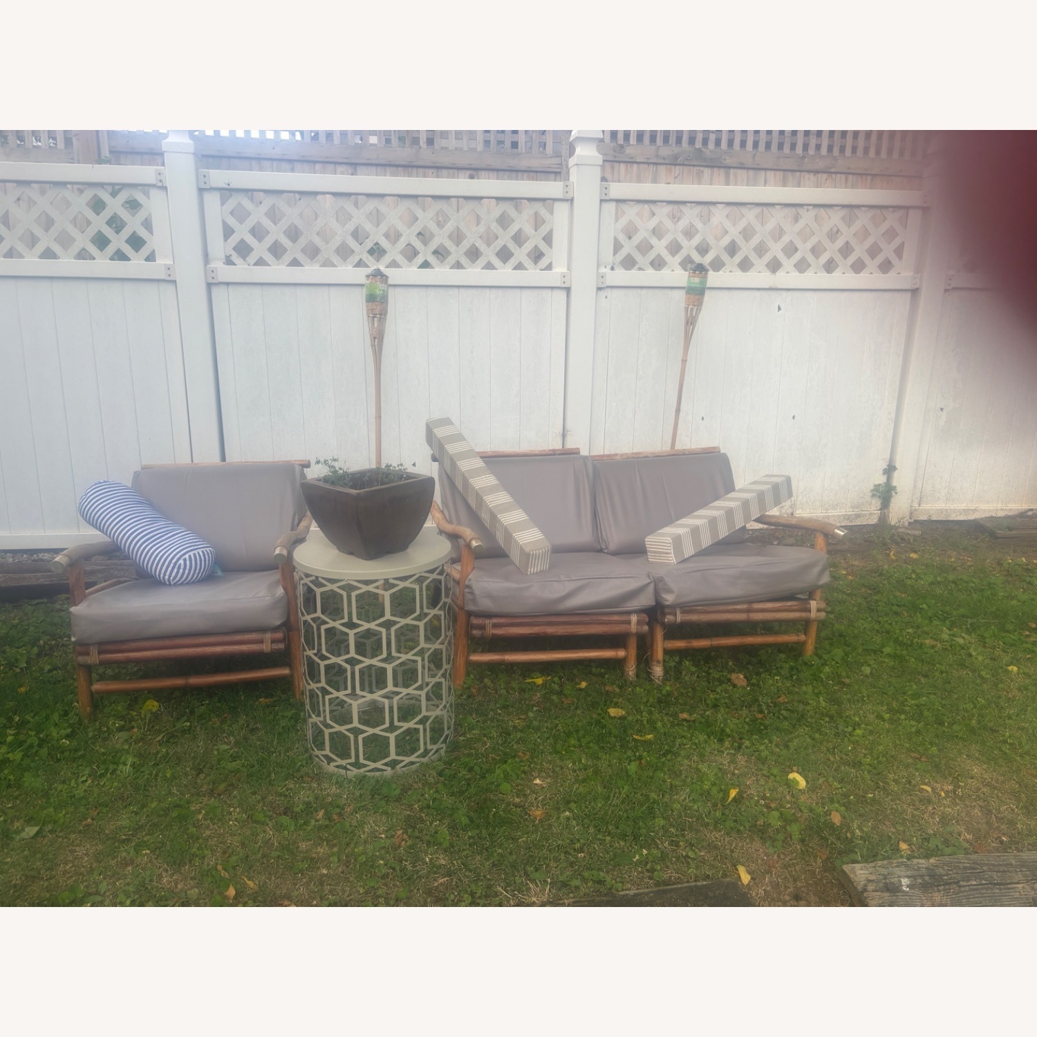 Vintage Bamboo/Rattan Loveseat and Chairs - image-6