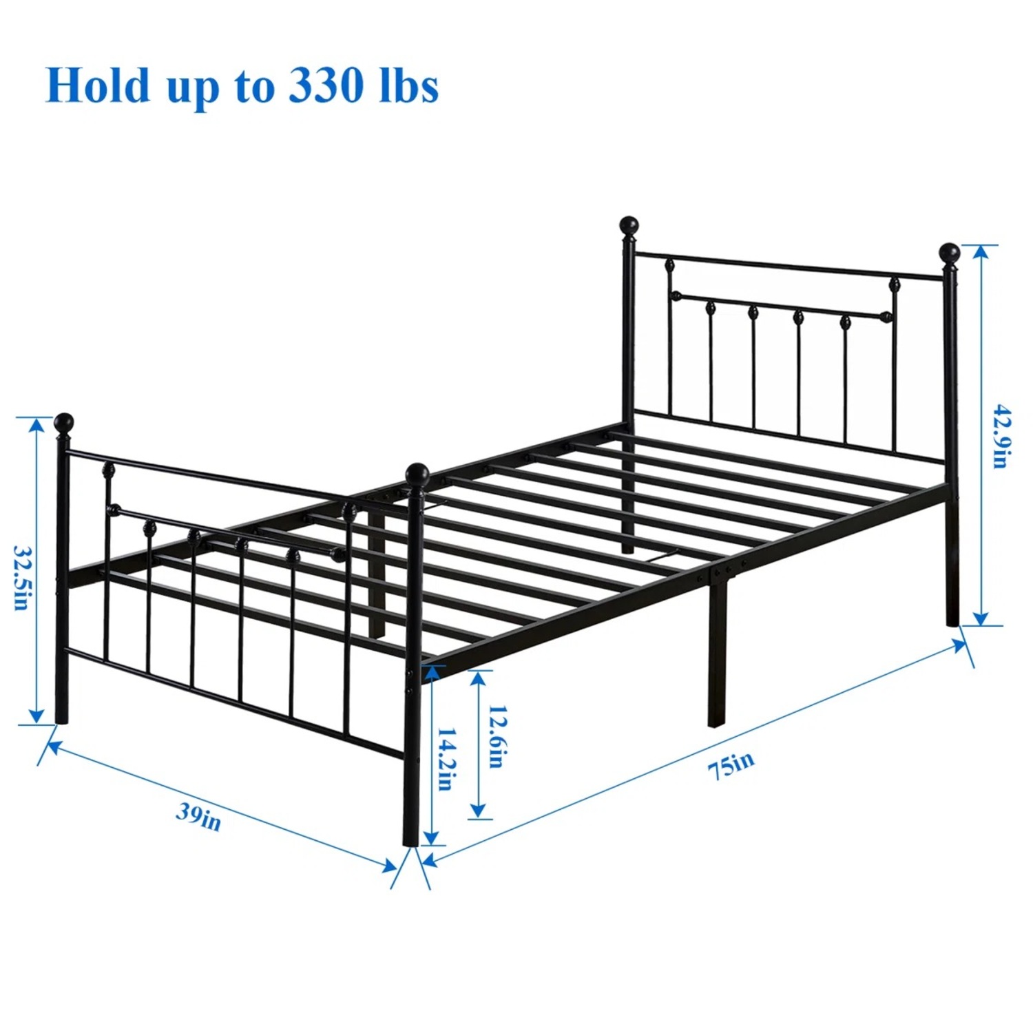 Kempst Twin Size Metal Platform Bed - image-2