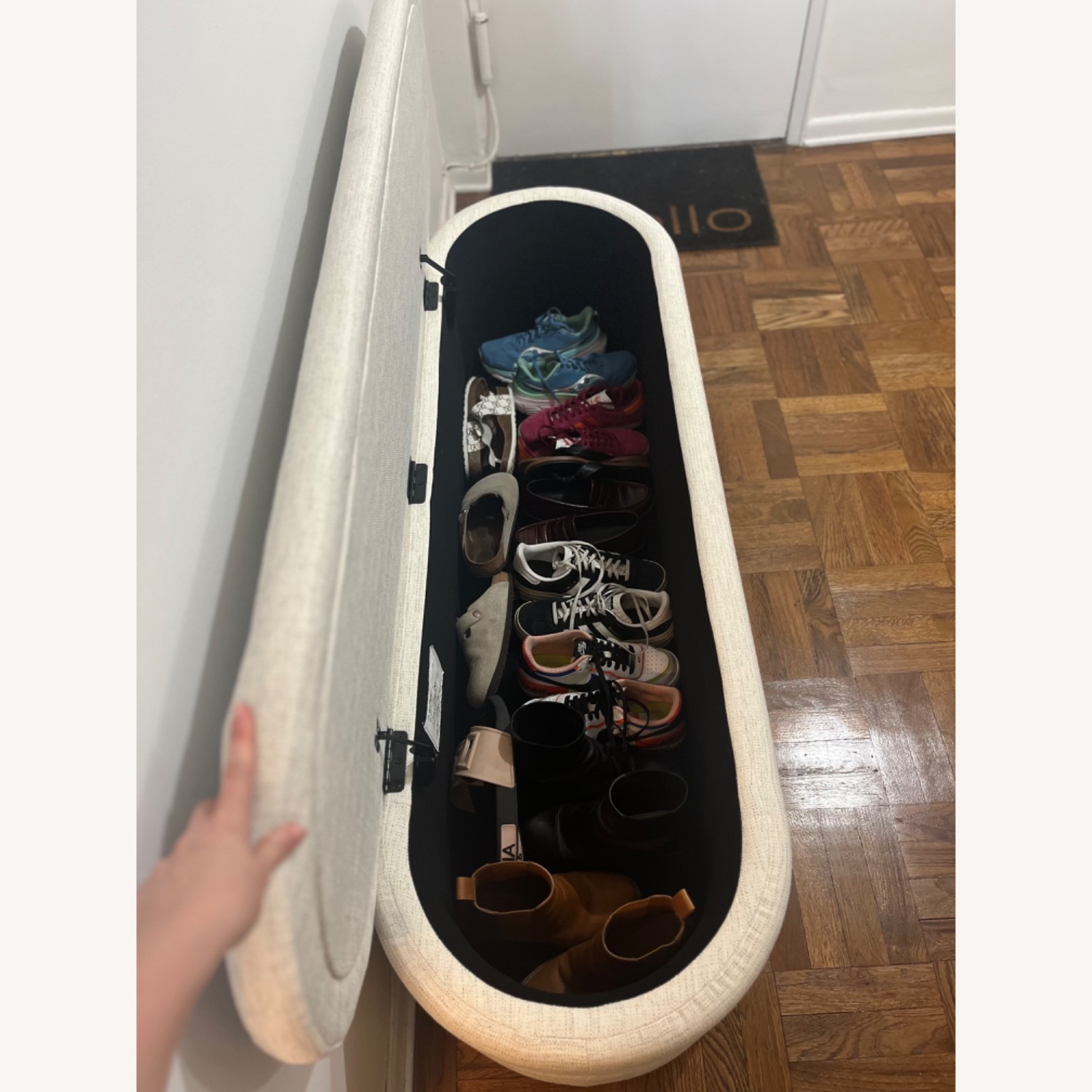 Rialto 60" Warm White Storage Bench - image-4