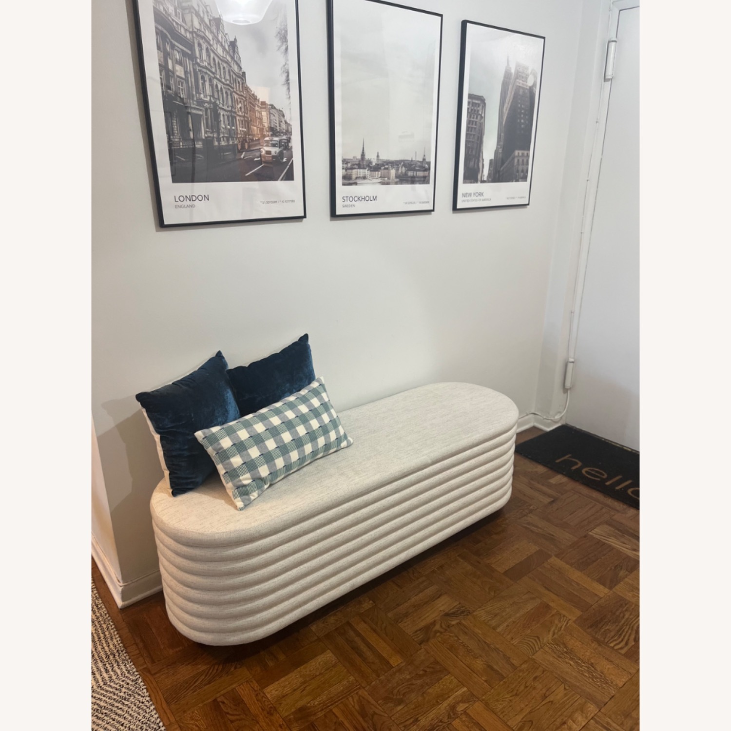 Rialto 60" Warm White Storage Bench - image-1