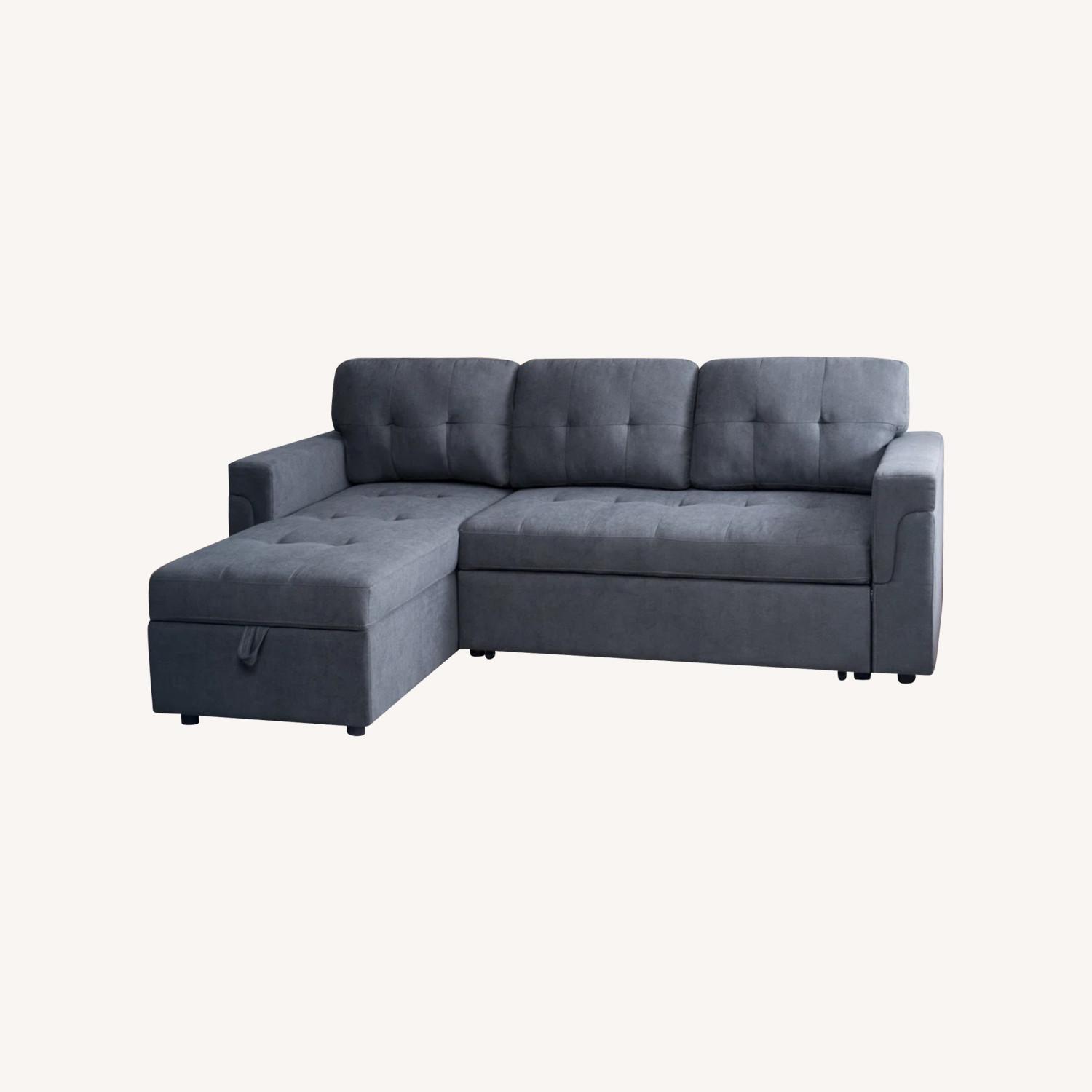 Kitsco 85” Sleeper Black Couch - image-0