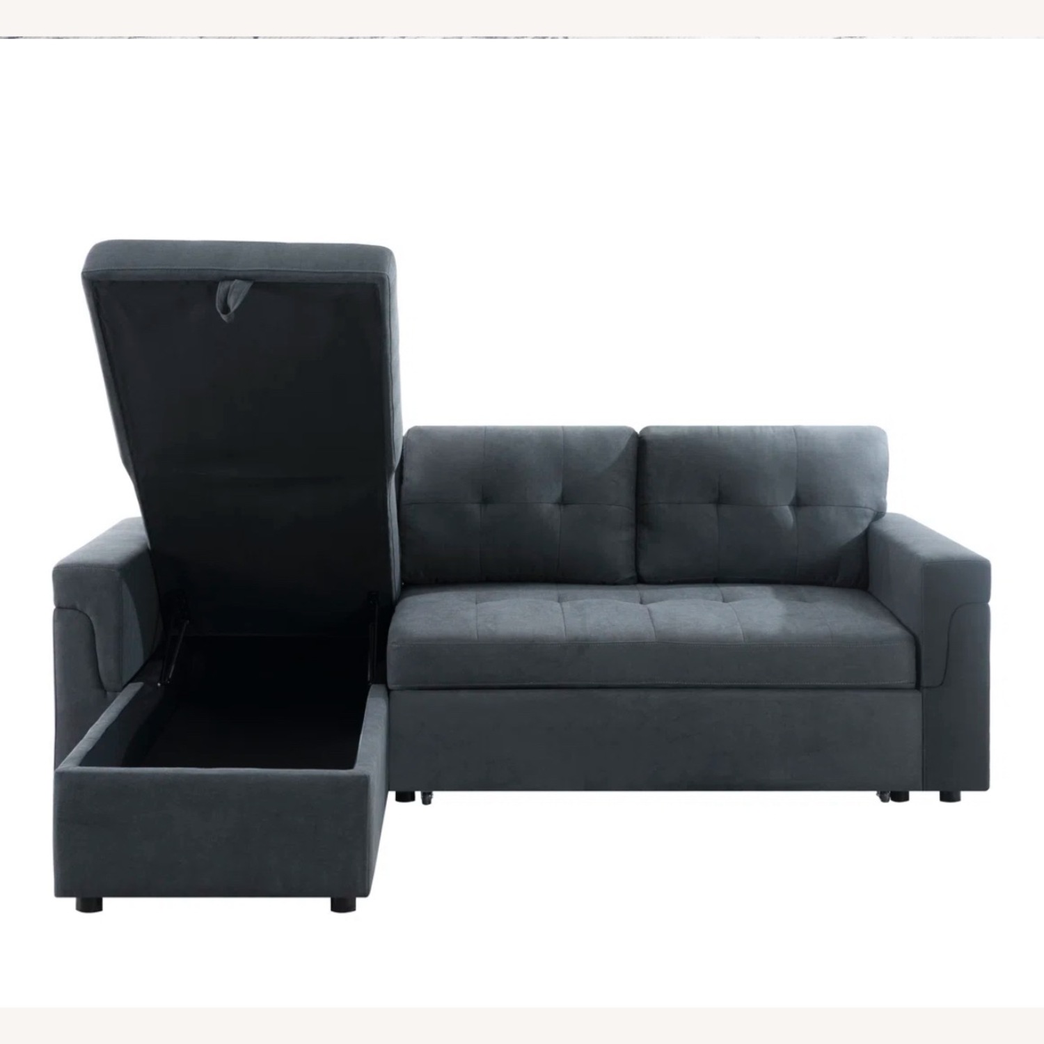 Kitsco 85” Sleeper Black Couch - image-3