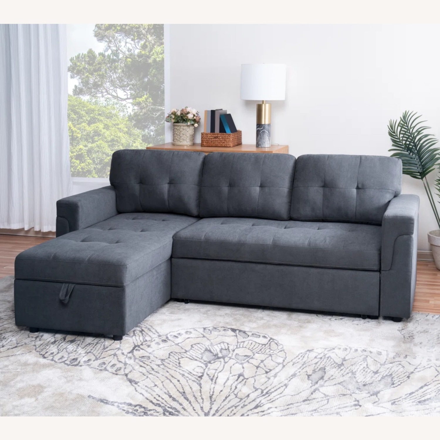Kitsco 85” Sleeper Black Couch - image-1