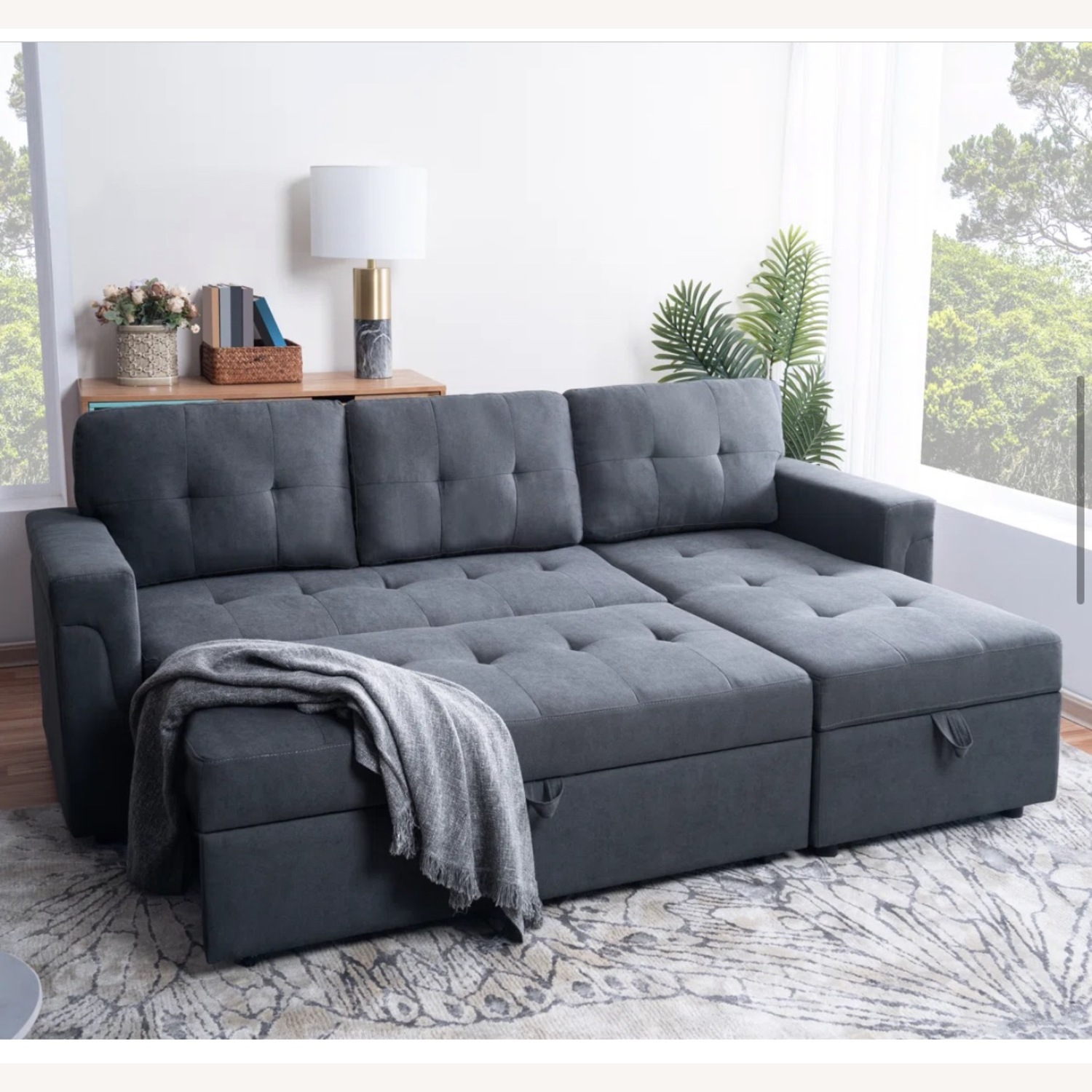 Kitsco 85” Sleeper Black Couch - image-2