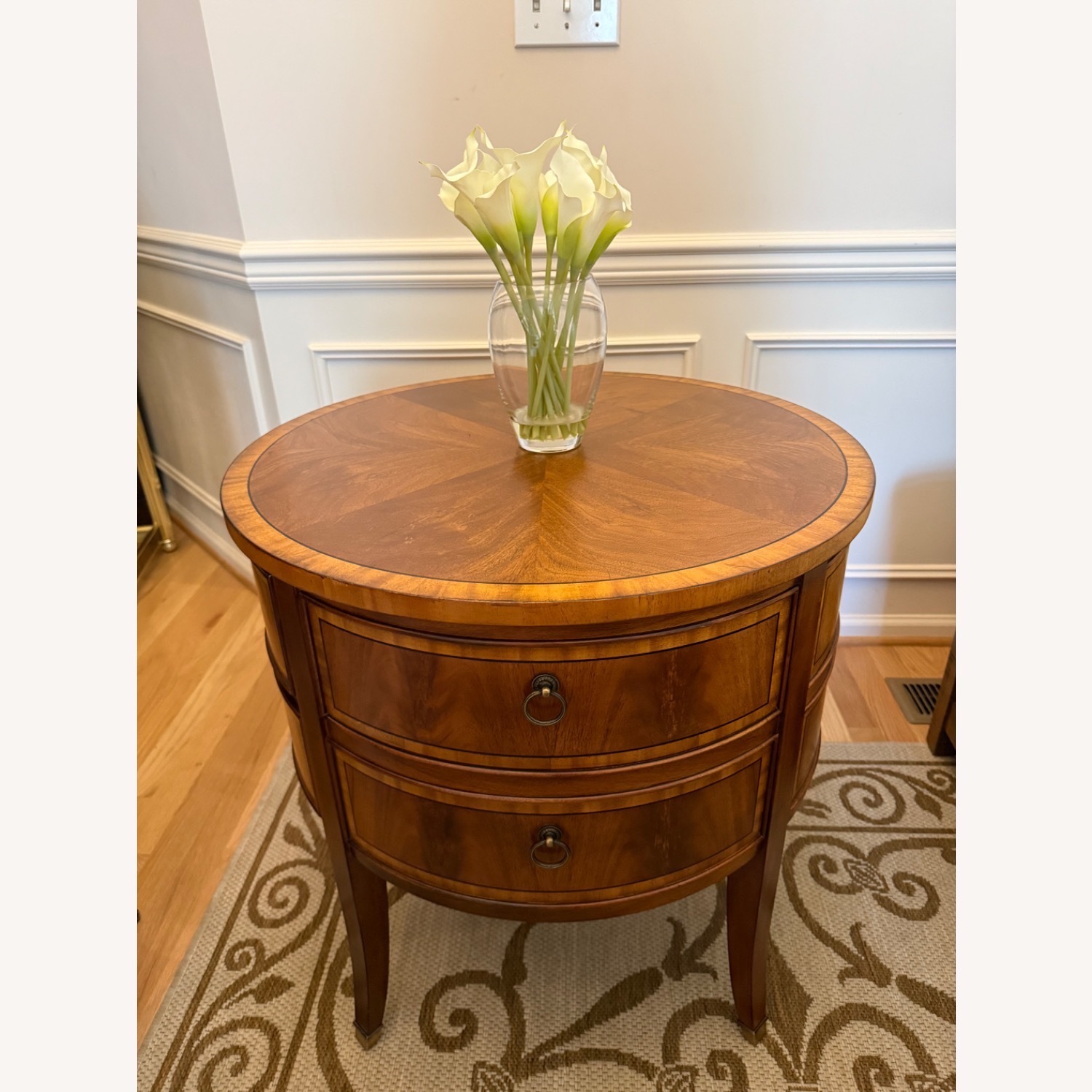 Ethan Allen Round Two-Drawer Accent Table - image-2
