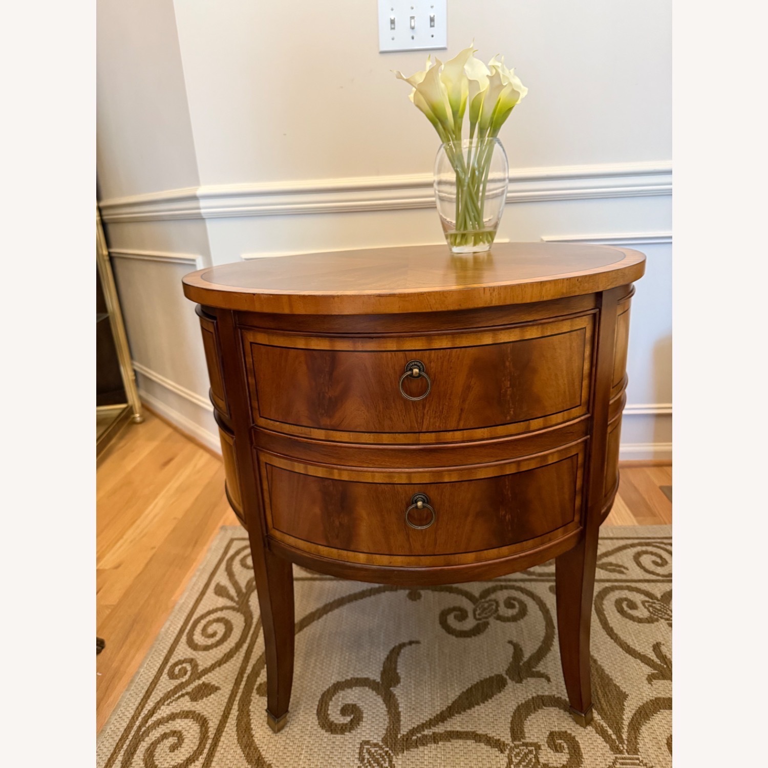 Ethan Allen Round Two-Drawer Accent Table - image-0
