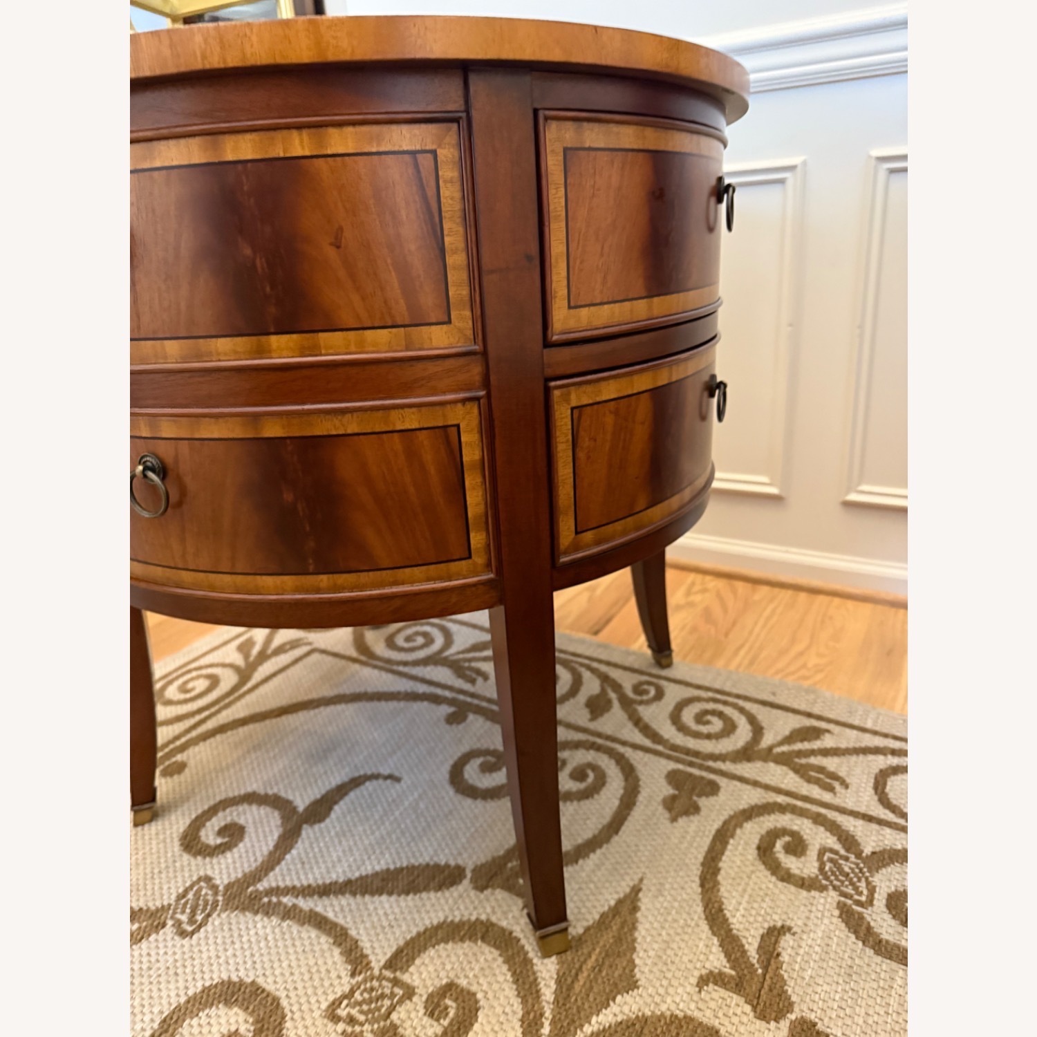 Ethan Allen Round Two-Drawer Accent Table - image-1