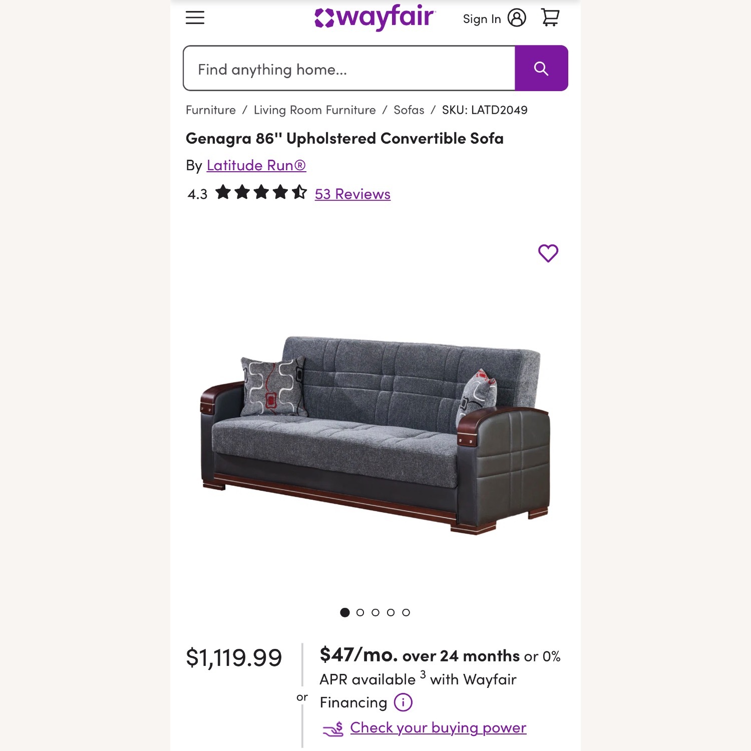 Wayfair 3-seater Sleeper Couch - image-3
