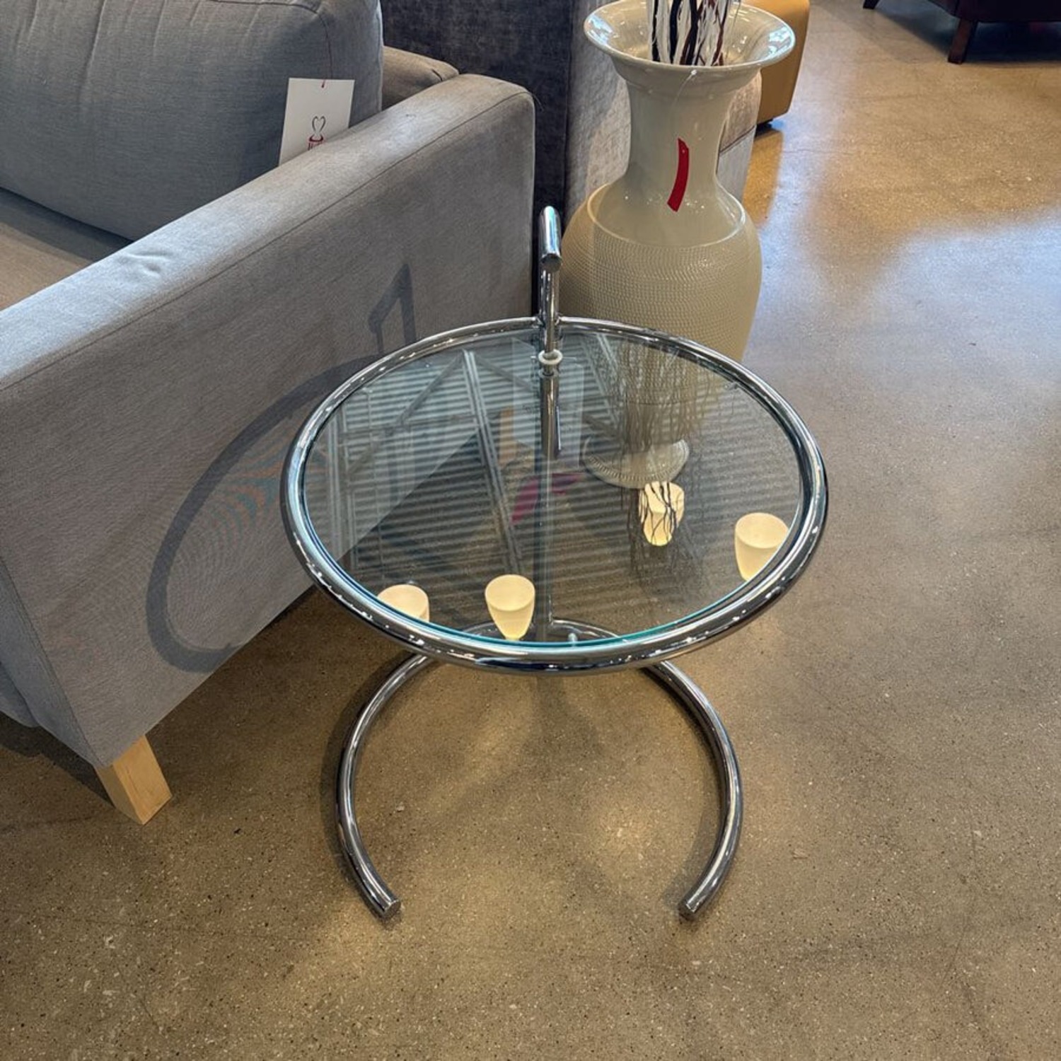 Zuomod MCM Chrome & Glass Adjustable Side Table - AptDeco