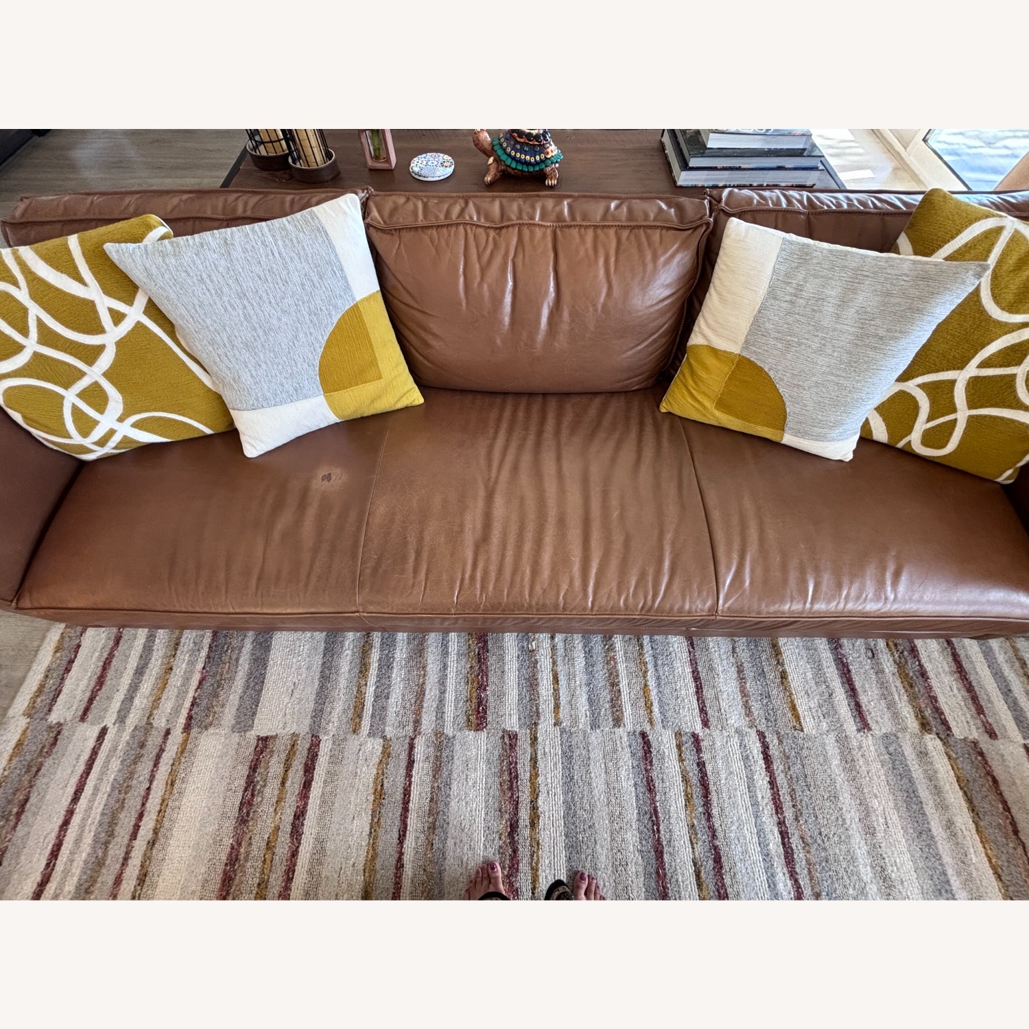 West Elm Axel Leather Sofa 89inches - image-1