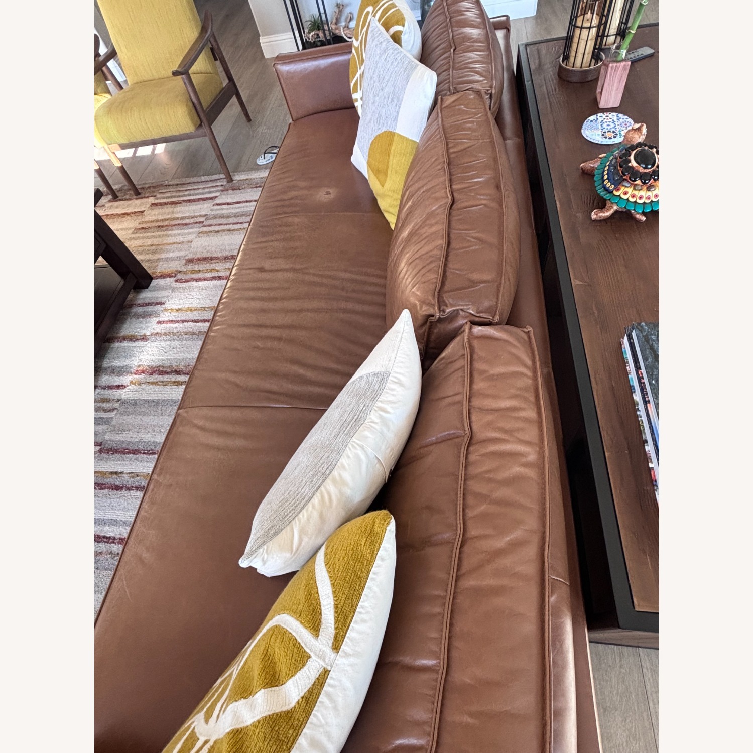 West Elm Axel Leather Sofa 89inches - image-3