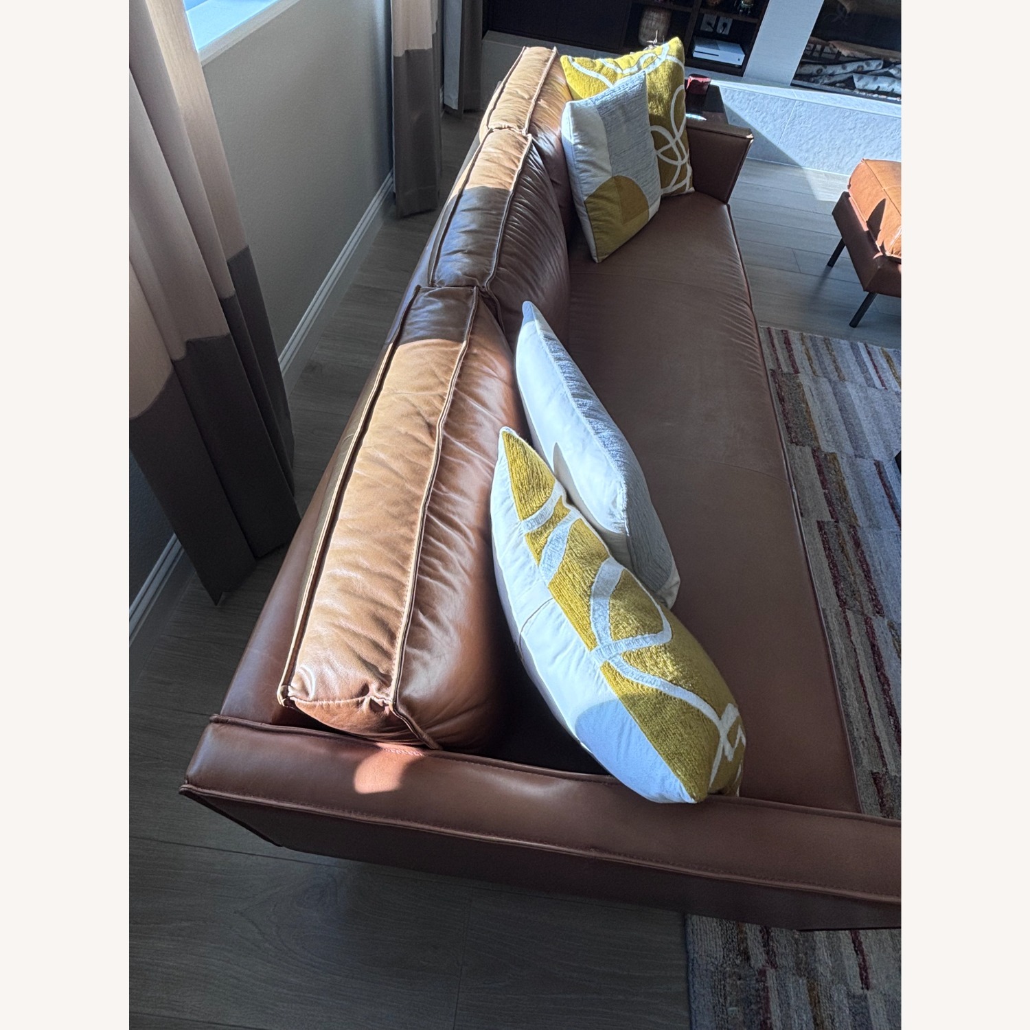 West Elm Axel Leather Sofa 89inches - image-3